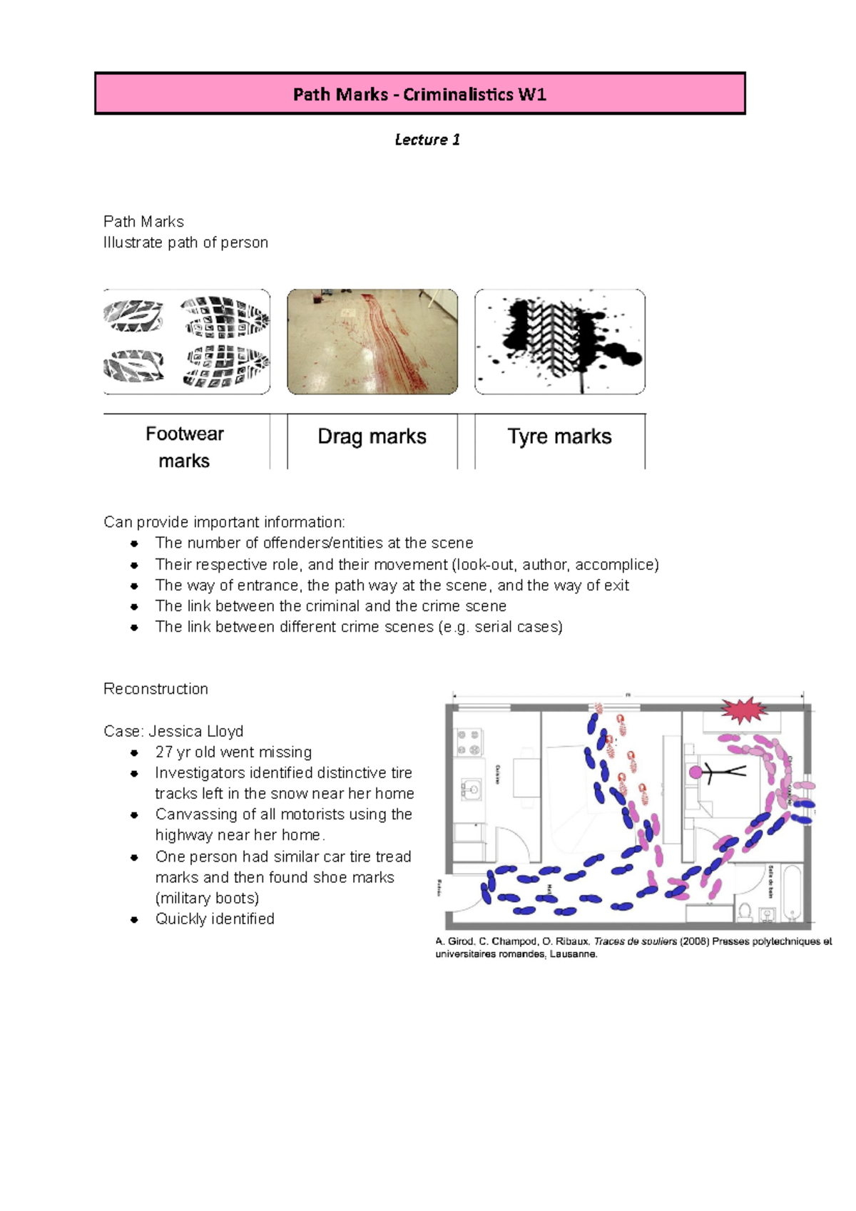 lec 2 - fingerprint - Lecture 1 Path Marks Illustrate path of person ...