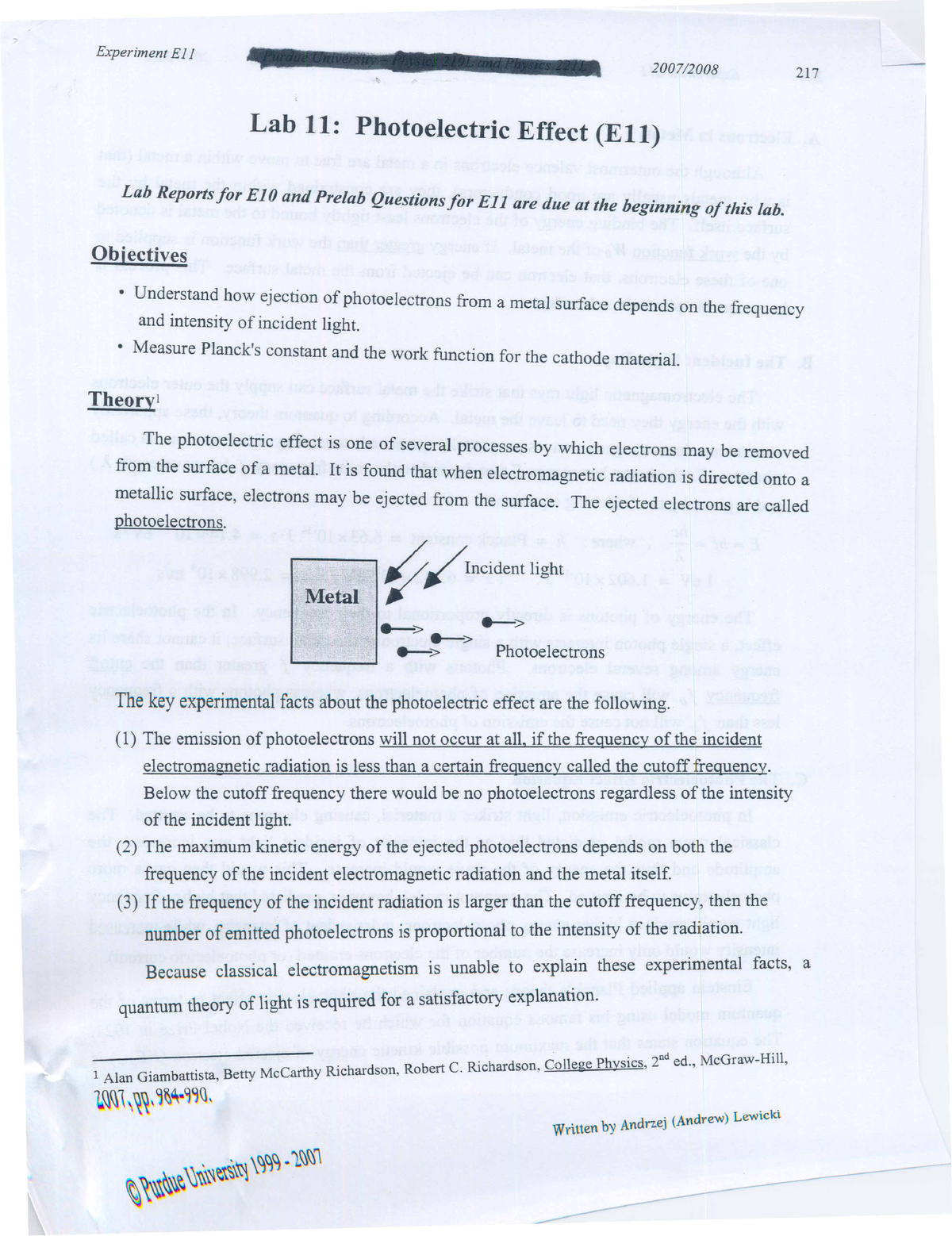 photoelectric effect experiment lab report