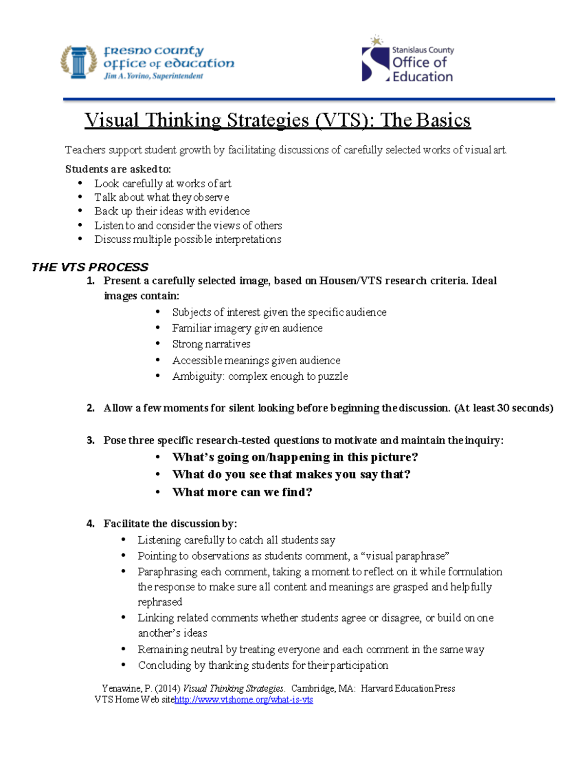 Visual Thinking Strategies Basics - Visual Thinking Strategies (VTS ...