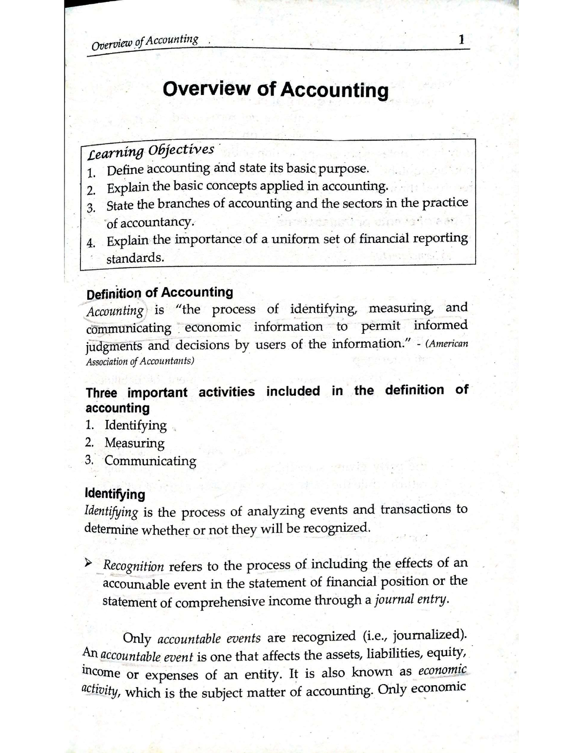 Chapter 1 Overview Of Accounting - BS In Accountancy - Studocu