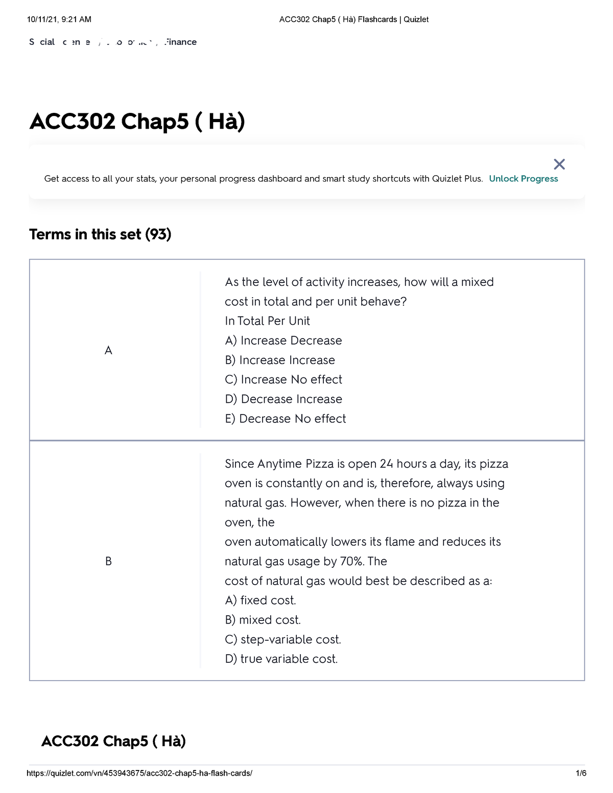 ACC302 Chap5 ( Hà) Flashcards Quizlet - ACC302 Chap5 ( Hà) Social Sciences/Economics/Finance ...