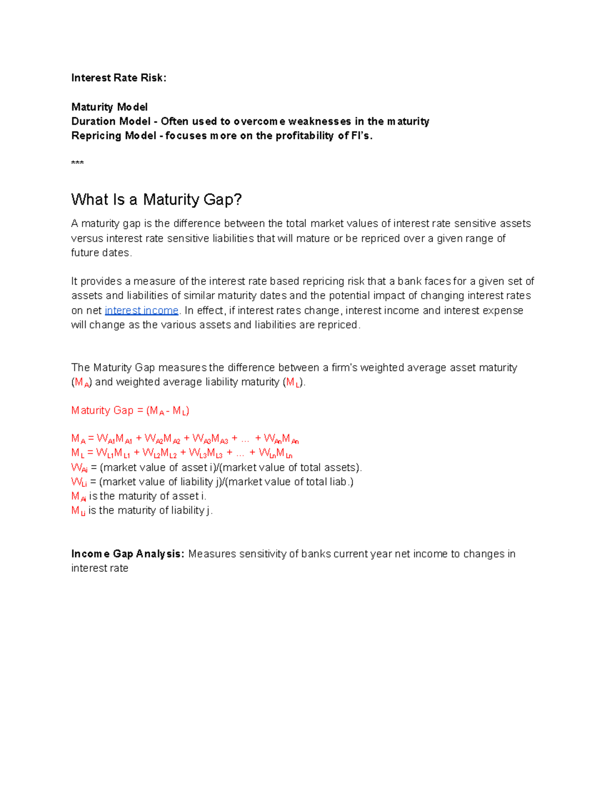 Week 3 Lecture Notes - Maturity Model - Interest Rate Risk: Maturity ...