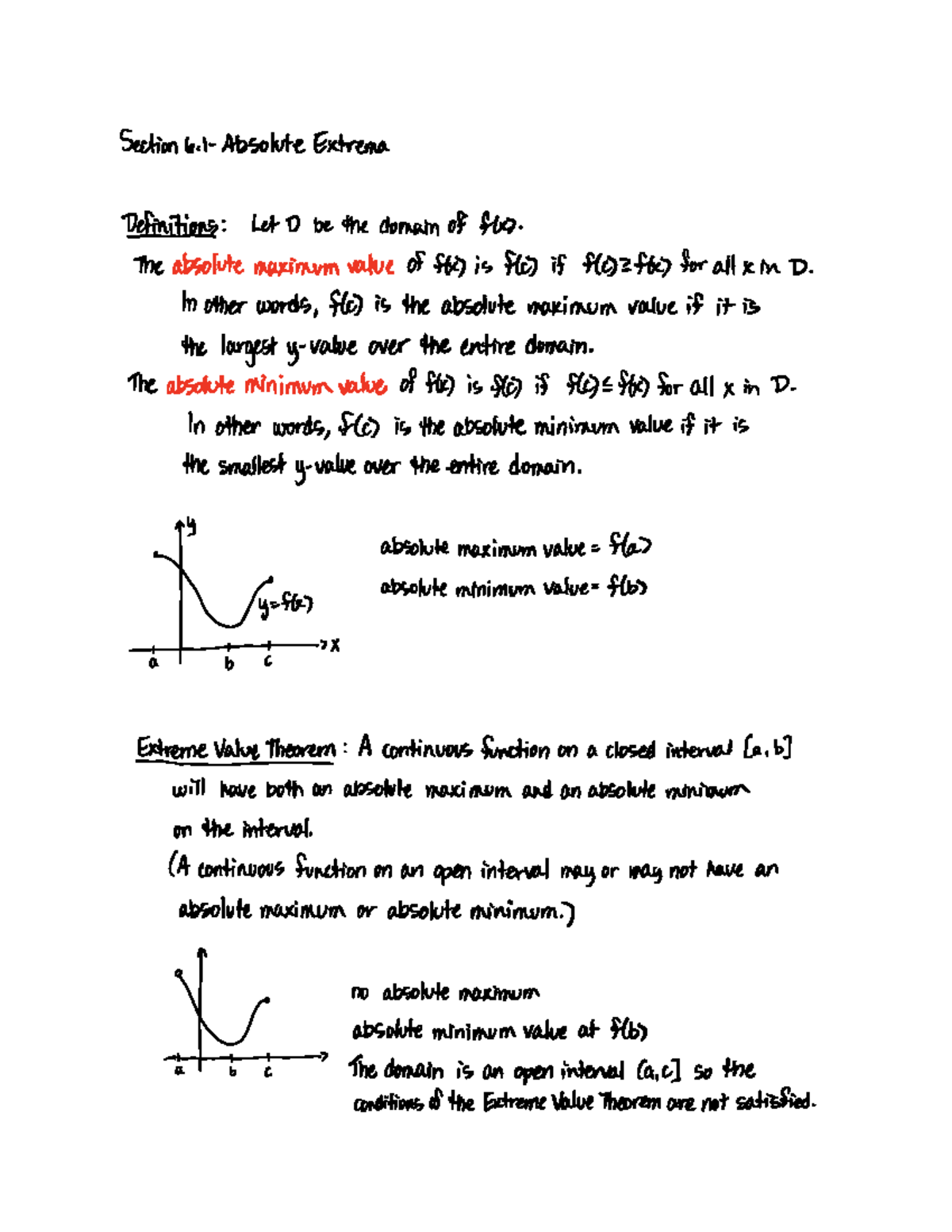 Section 6.1 - Absolute Extrema - Math 125.3 - Studocu