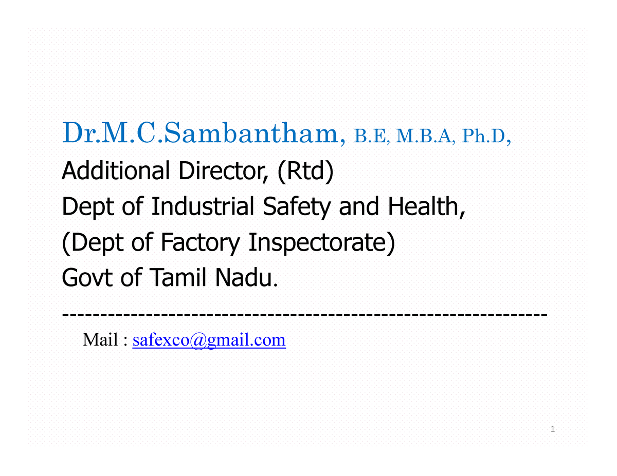 UNIT 1 - Bkj - Dr.M.C, B, M.B, Ph, Additional Director, (Rtd) Dept Of ...