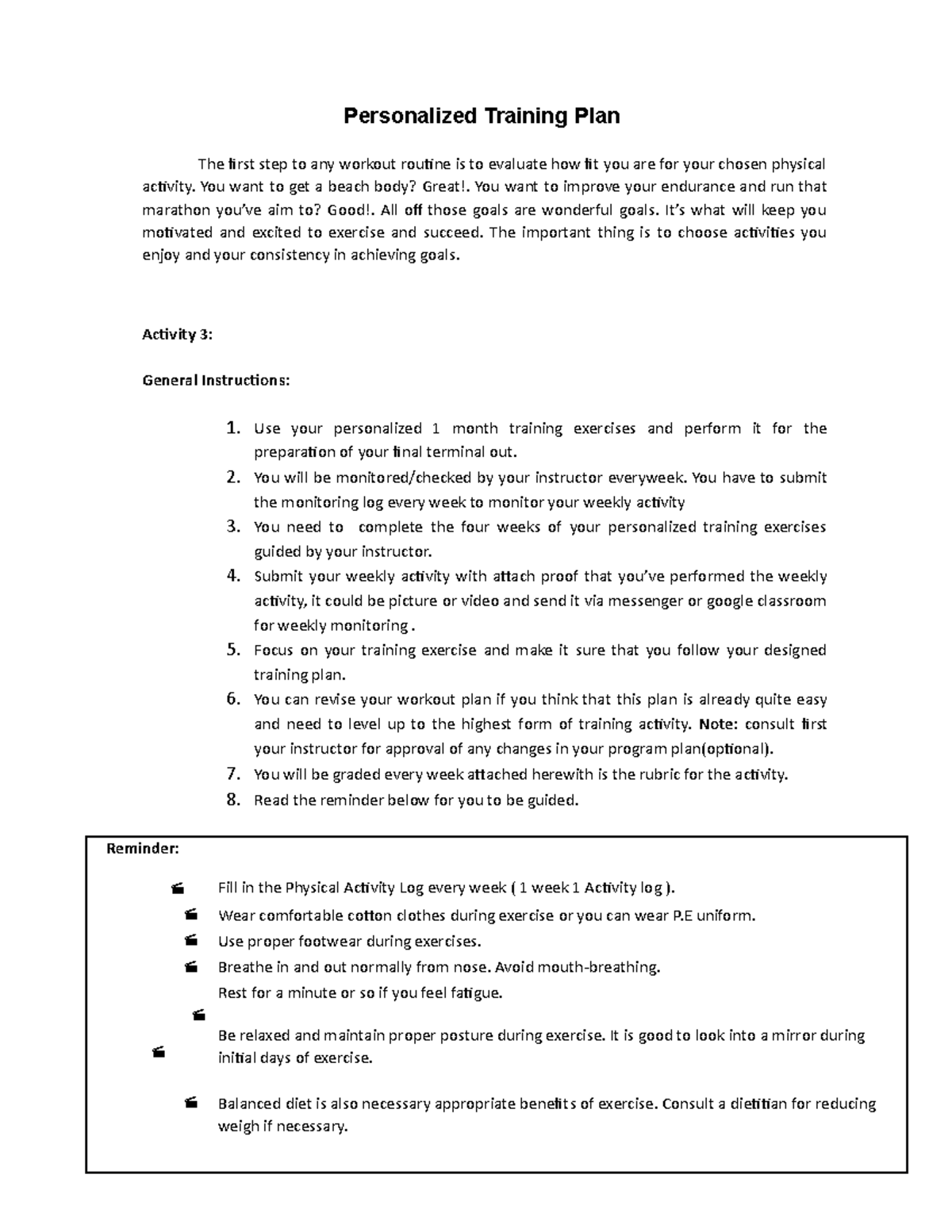 Personalized Training Plan - You want to get a beach body? Great!. You ...