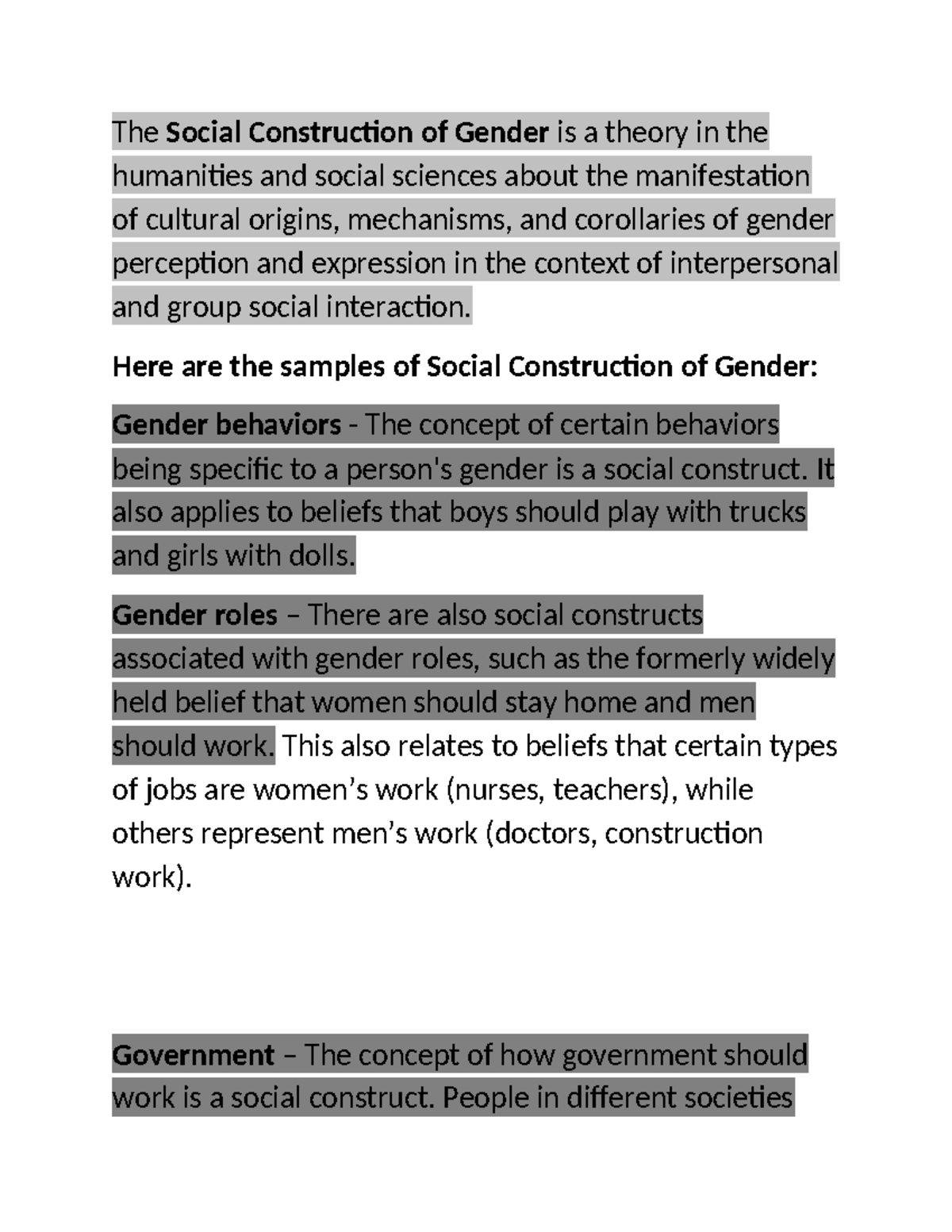 The social cons-WPS Office - The Social Construction of Gender is a ...