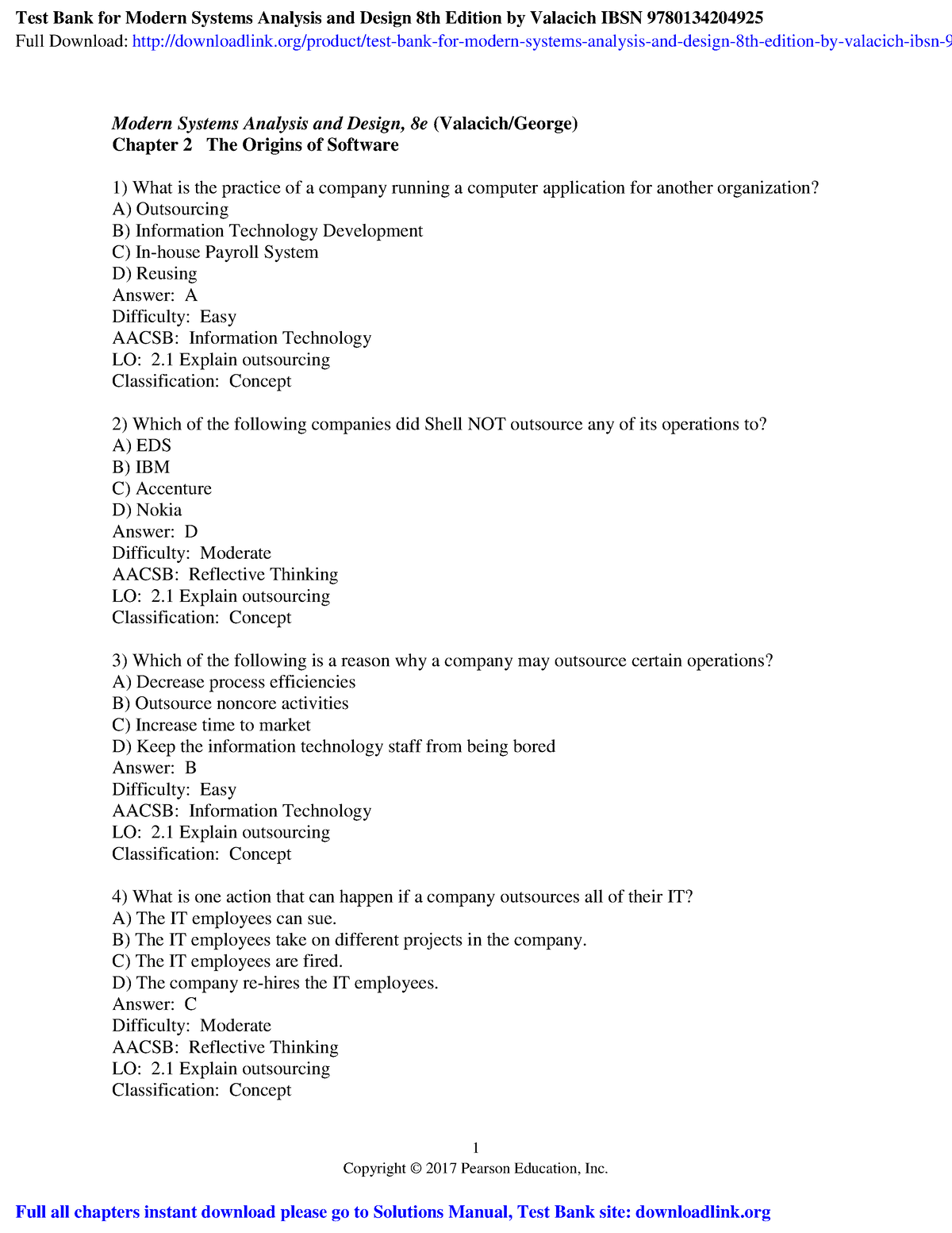 Test Bank For Modern Systems Analysis And Design 8th Edition By ...