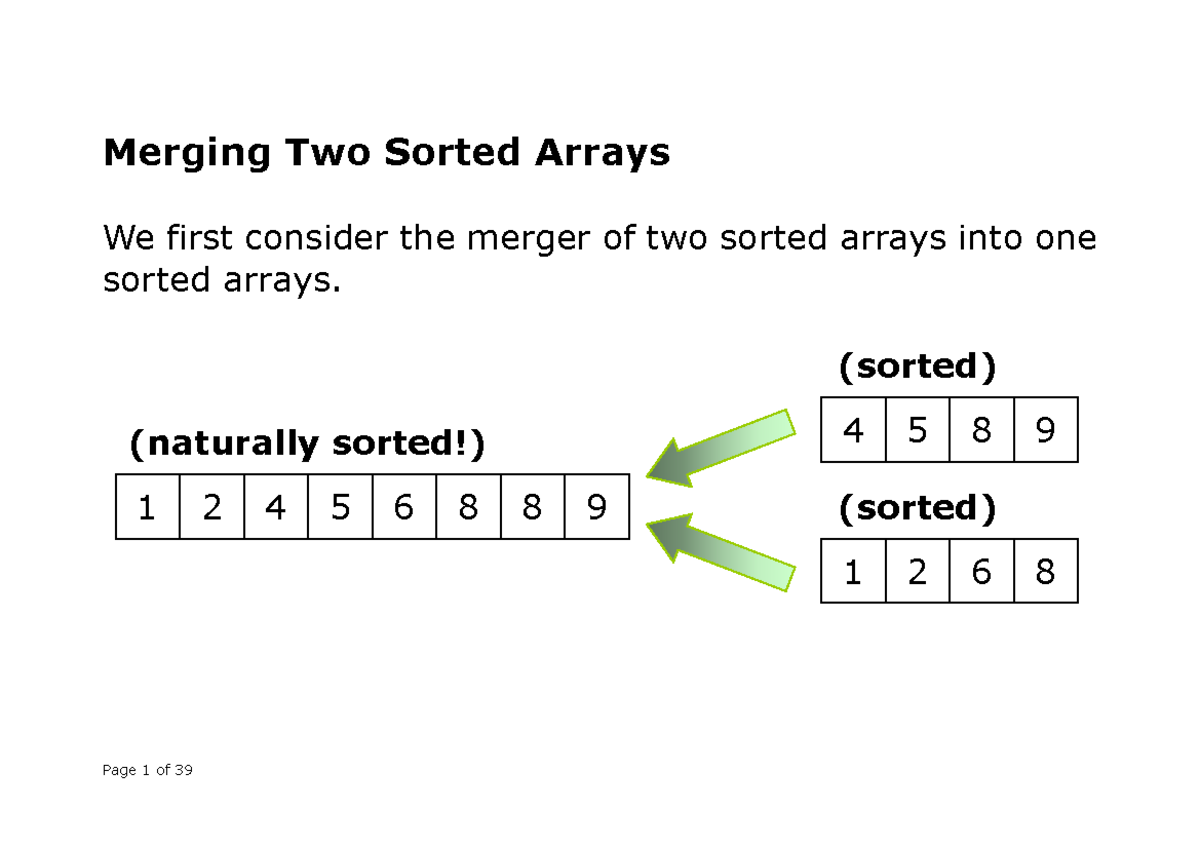 L9 - Lecture Notes 9 - Merging Two Sorted Arrays We First Consider The ...