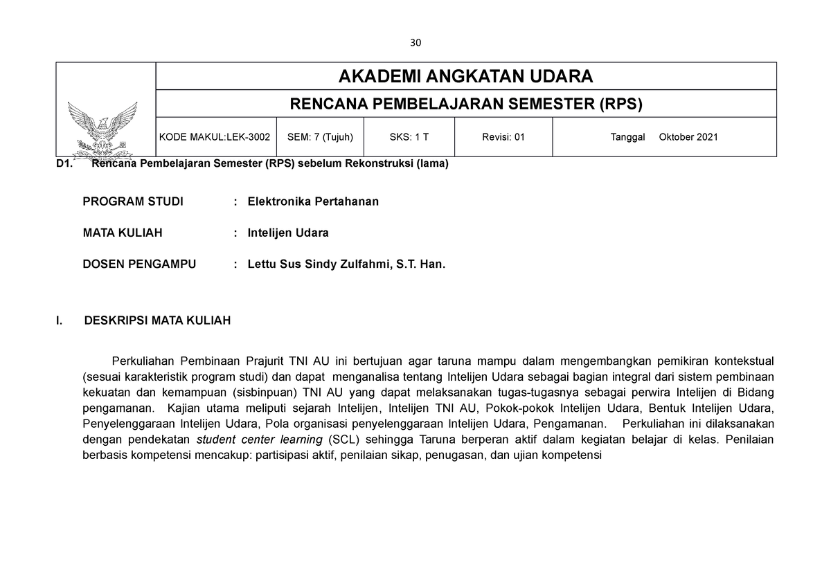 4. Bab 3-B RPS Sebelum - Rps - AKADEMI ANGKATAN UDARA RENCANA ...