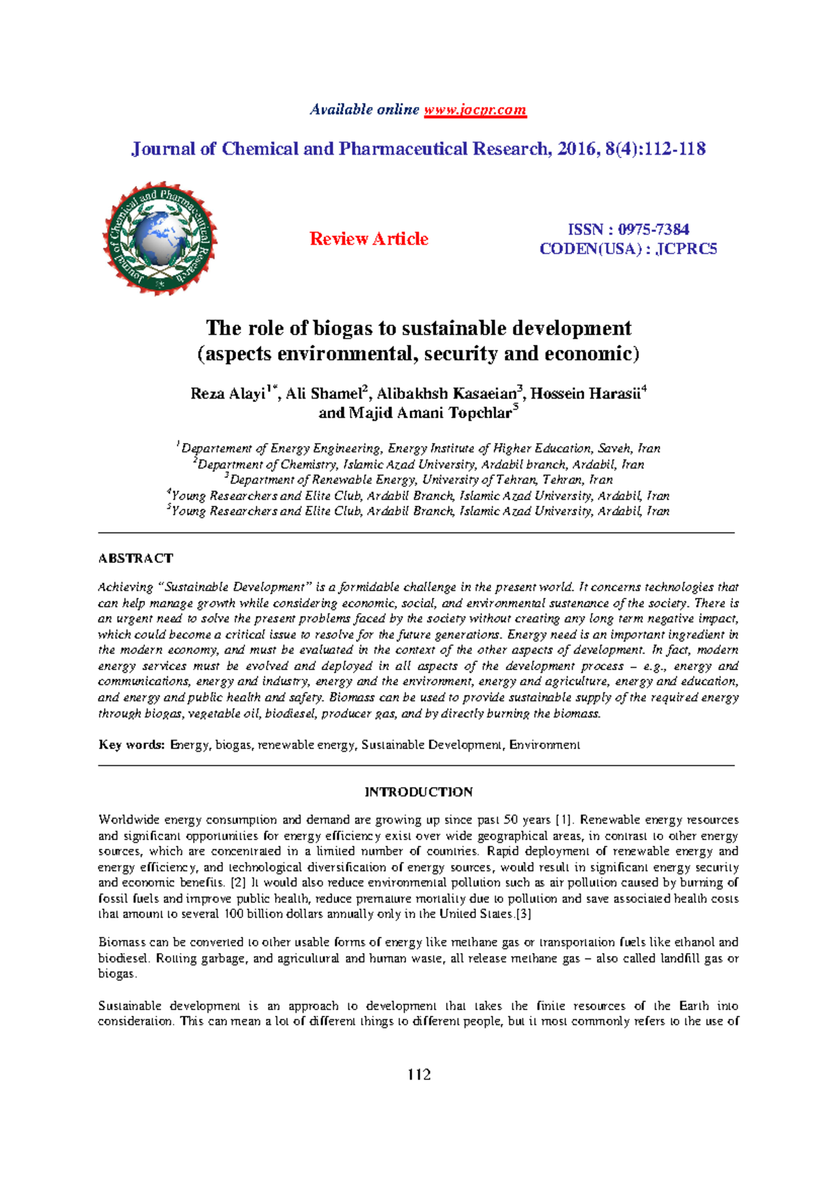 The role of biogas to sustainable development aspects environmental ...