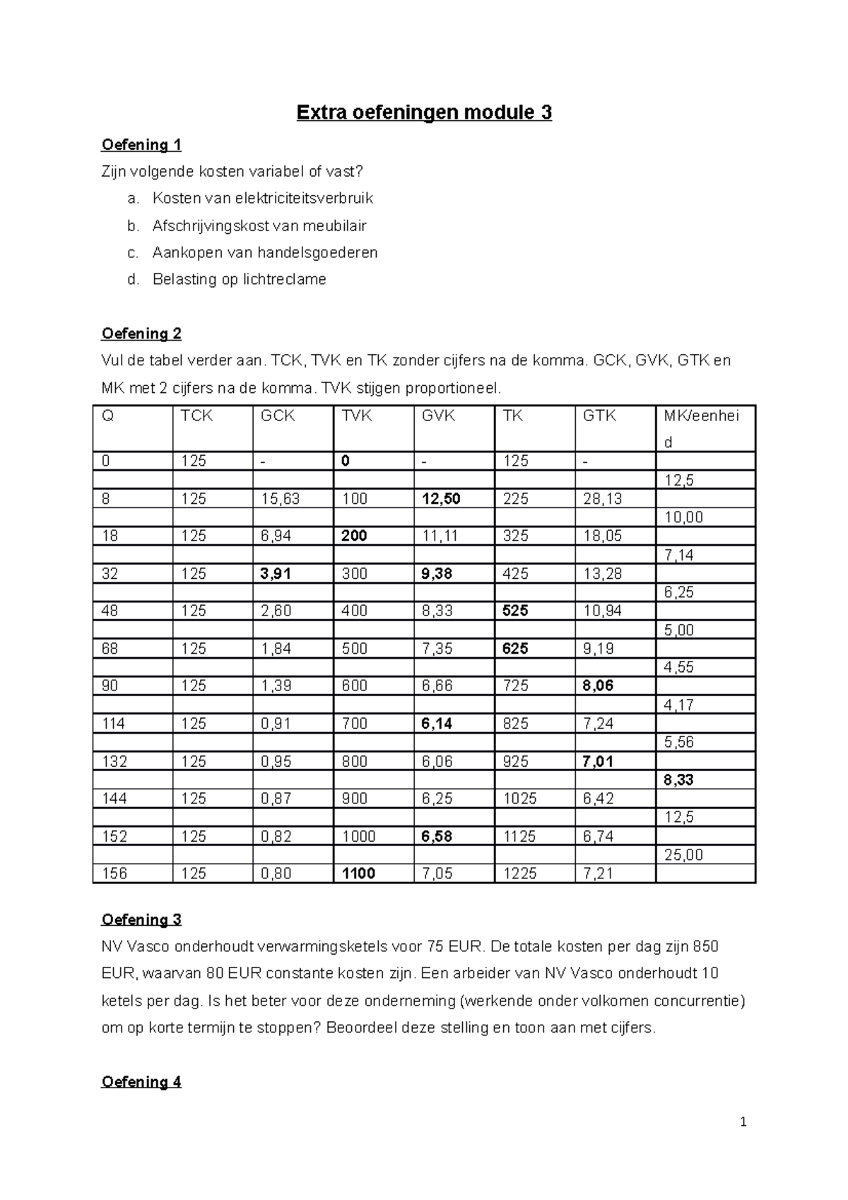 Extra Oefeningen Module 3 - Kosten Van Elektriciteitsverbruik B ...