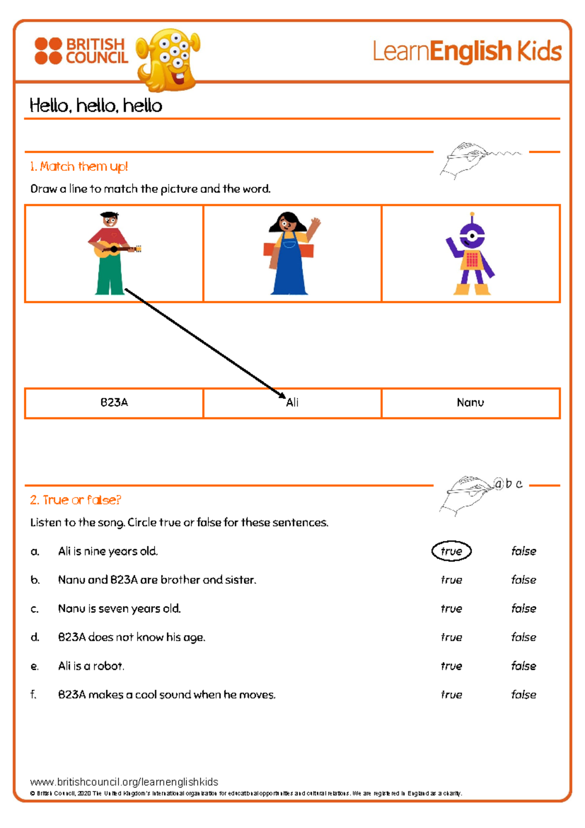 Songs hello hello hello worksheet - Ingles - britishcouncil ...