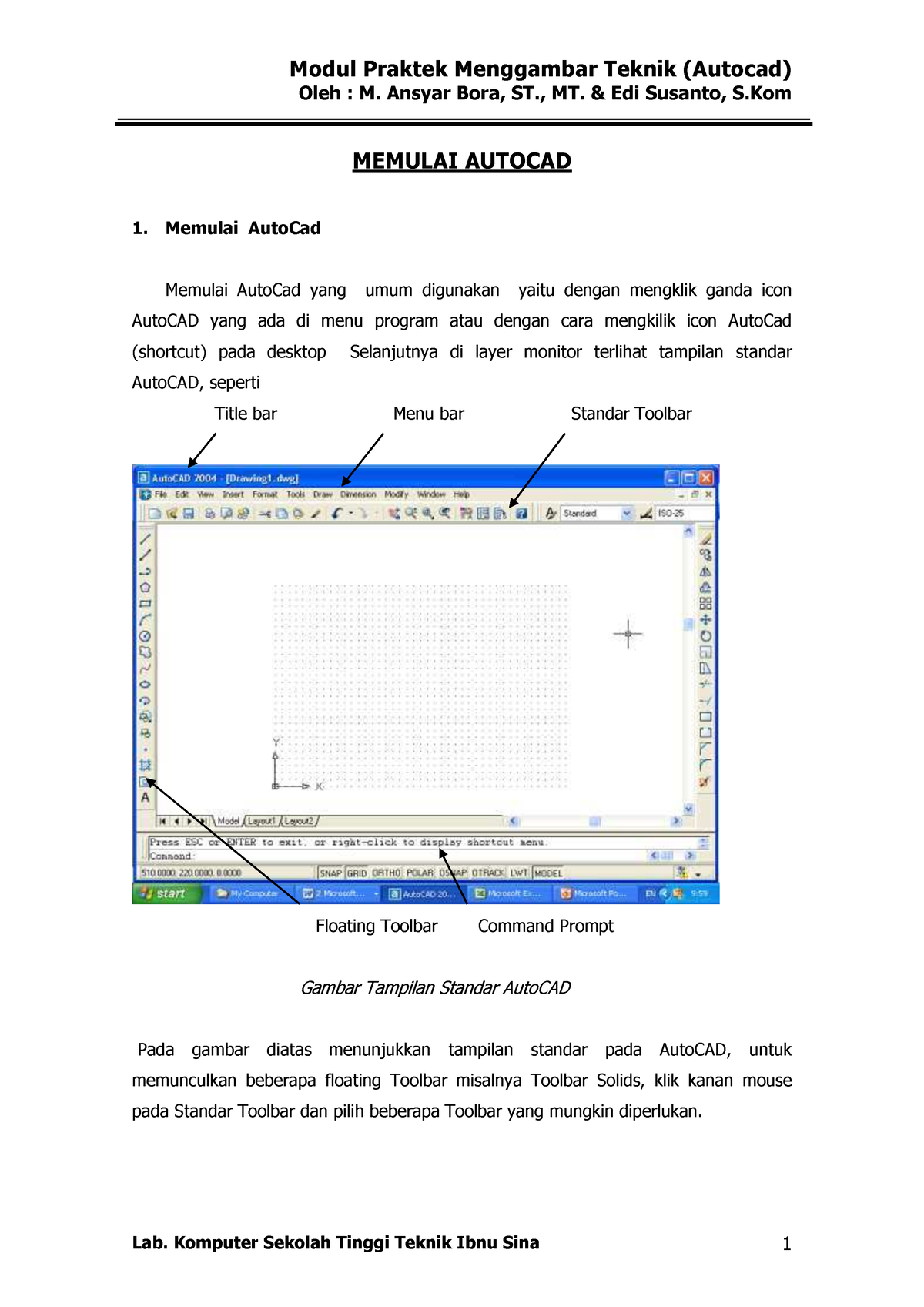 Modul Praktek Menggambar Teknik Autocad - Oleh : M. Ansyar Bora, ST ...