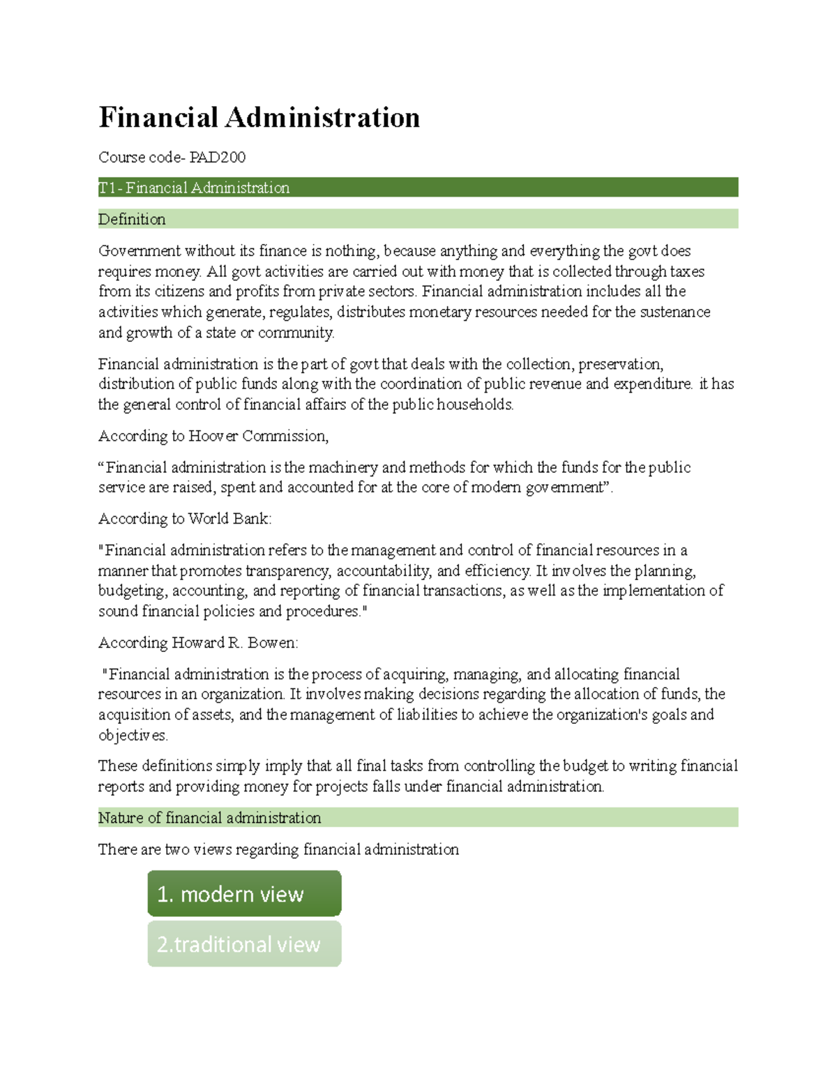 F.A intro - describes the basic concept of financial administration and ...