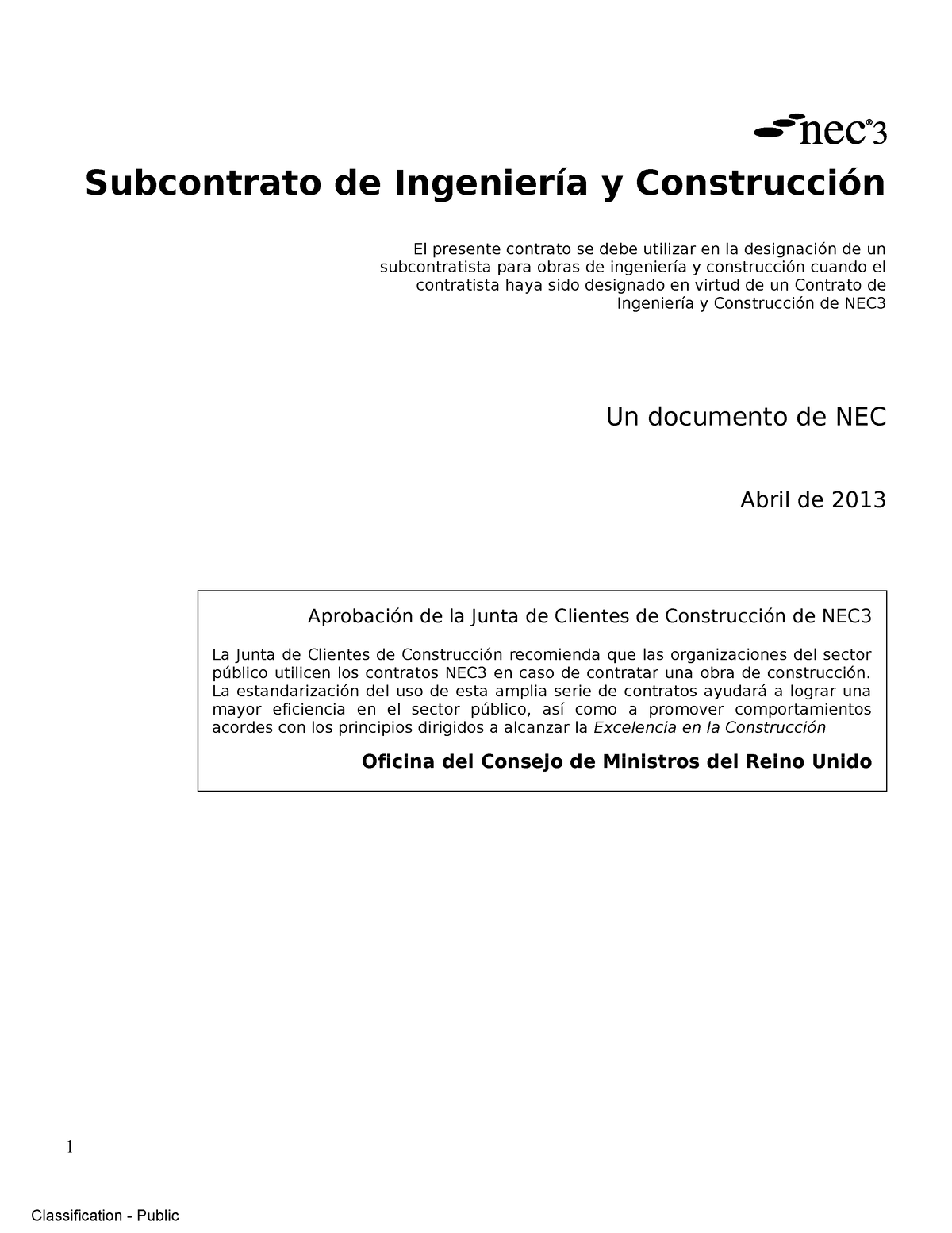 Contrato NEC 3 Op B ECS Precios Fijos Aprob - Subcontrato De Ingeniería ...