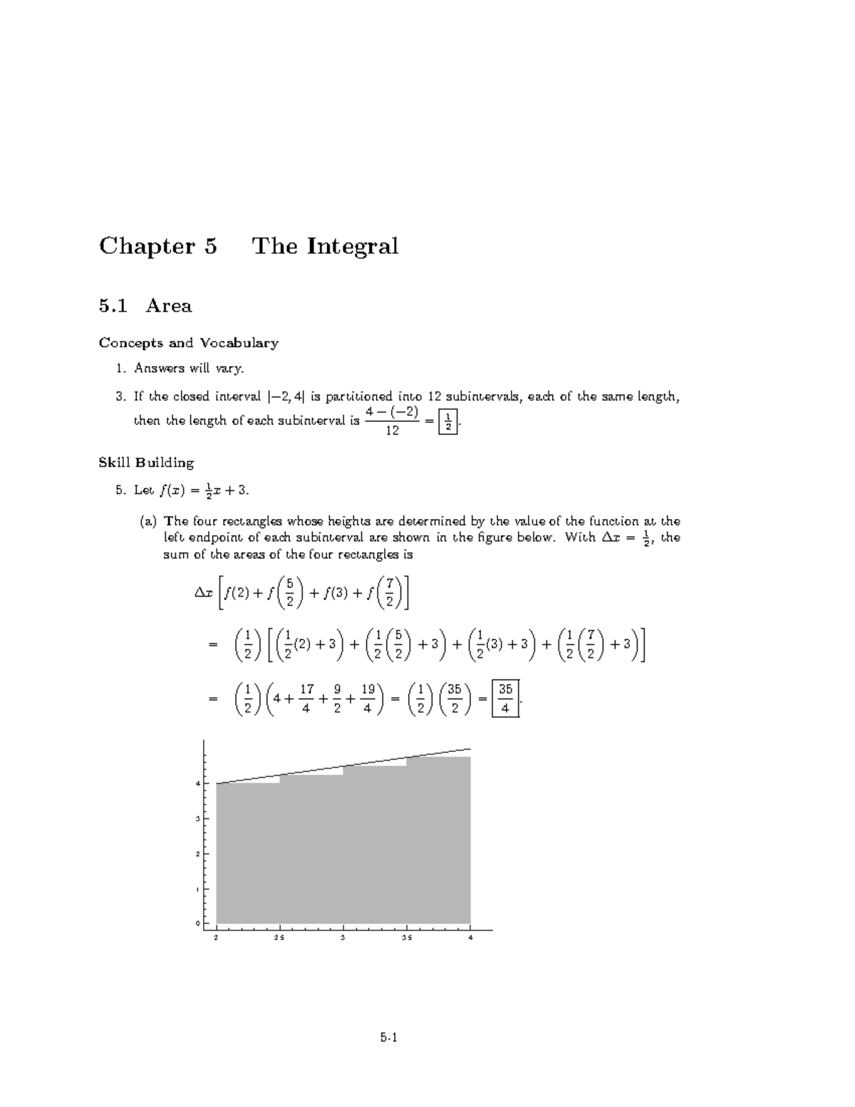 Chapter 5 - The Integrals - Chapter 5 The Integral 5 Area Concepts And ...