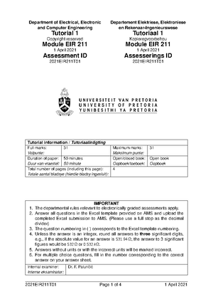 2021EIR211T02 - Electrical Engineering Tutorial 2 - Department of ...