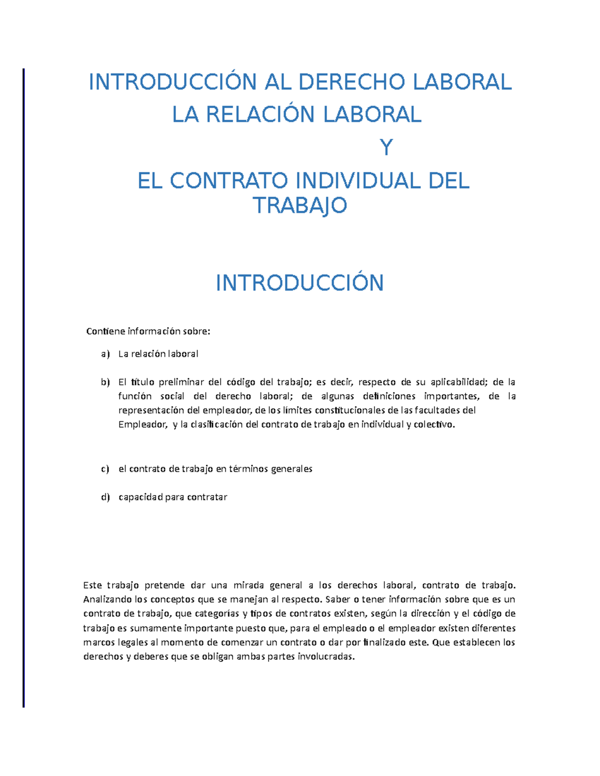 Derechos Fundamentales EN EL Trabajo - INTRODUCCIÓN AL DERECHO LABORAL ...