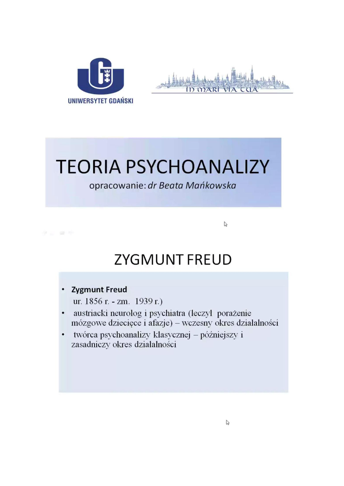 Wprowadzenie DO Psychologii Wyk2 - Wprowadzenie Do Psychologii - UG ...