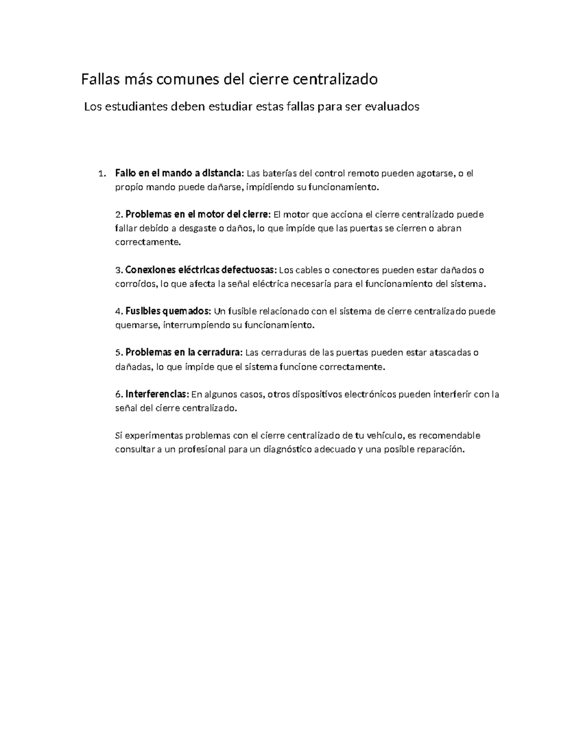 Fallas M S Comunes Del Cierre Centralizado Fallas M S Comunes Del Cierre Centralizado Los