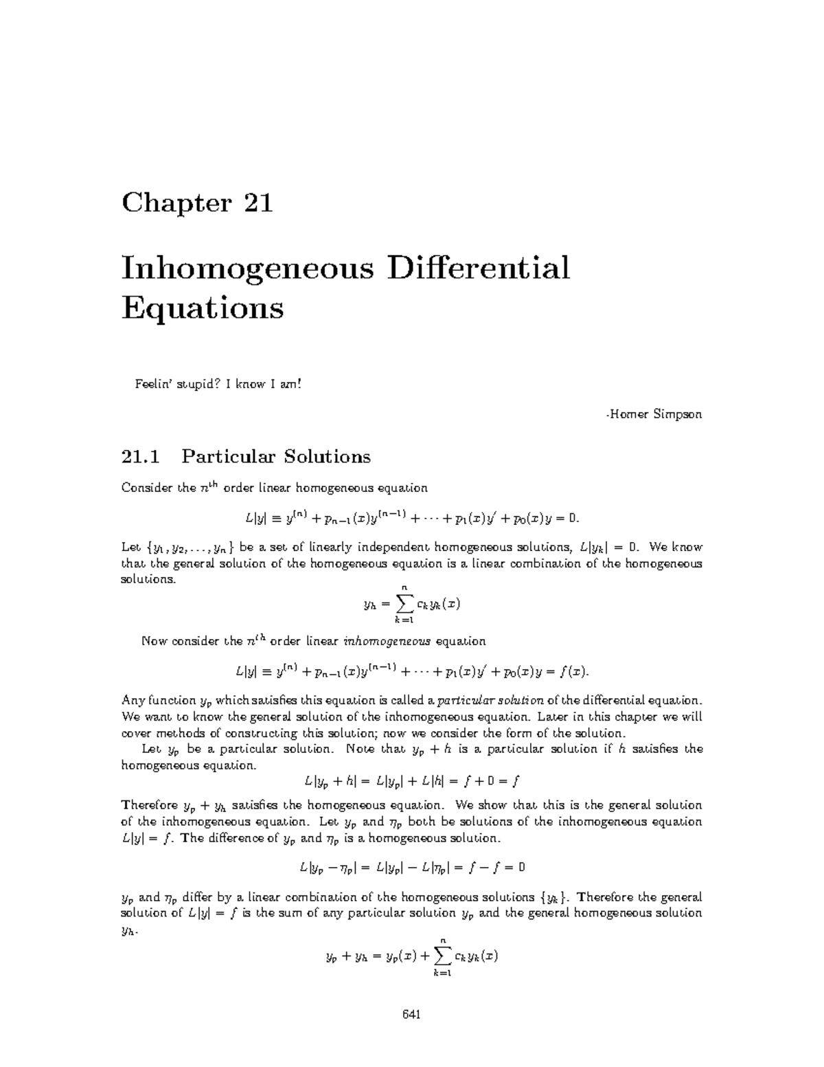 Ref MATH Adv Math Methods Sean Mauch166 Chapter 21 Inhomogeneous