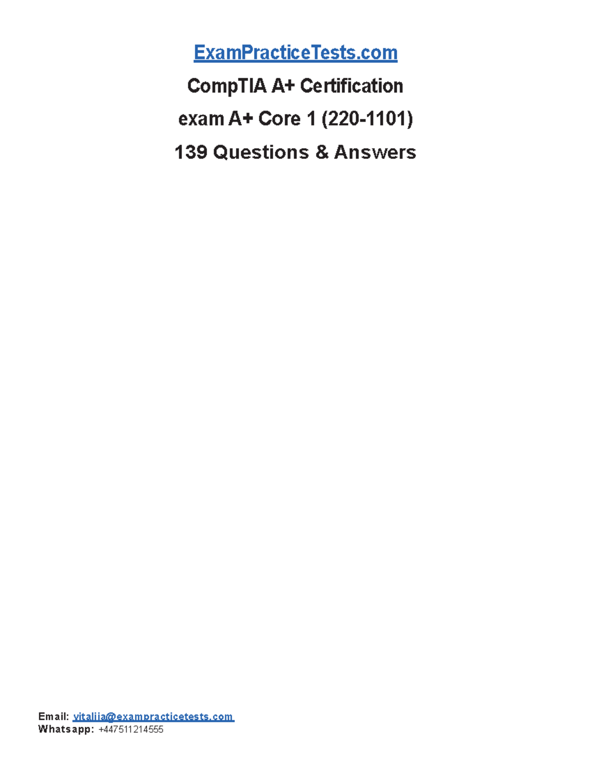 220-1101-139Q-By V-38a1s5(1) - ExamPracticeTests CompTIA A+ ...