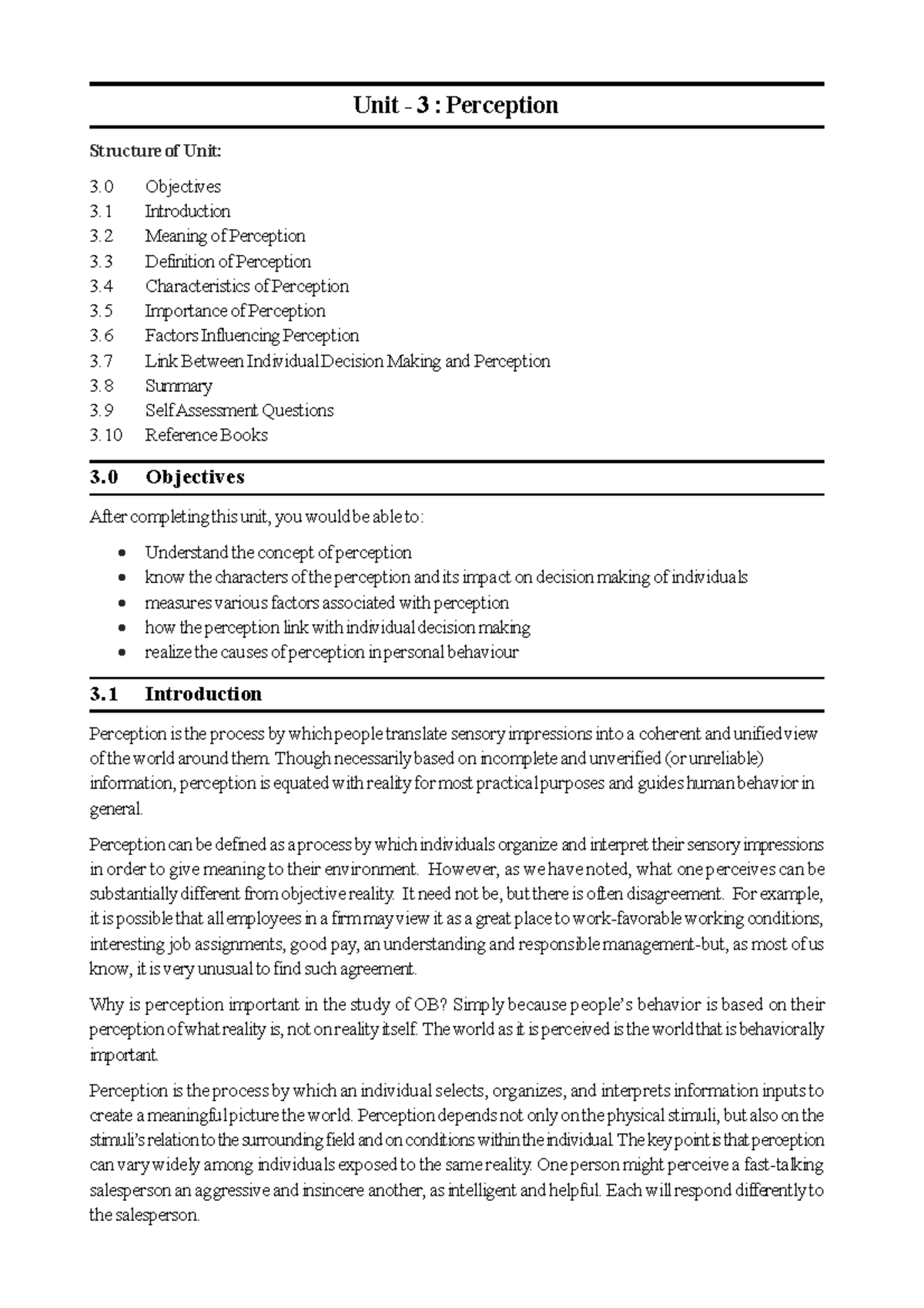 Perception - lecture notes - Unit - 3 : Perception Structure of Unit: 3 ...
