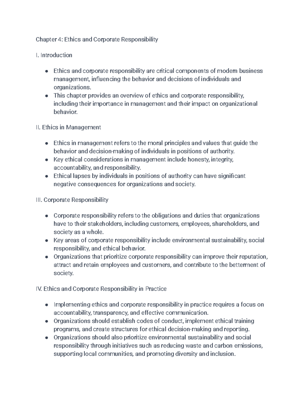 Mng 4 - Principles of management chapter 4 - Chapter 4: Ethics and ...