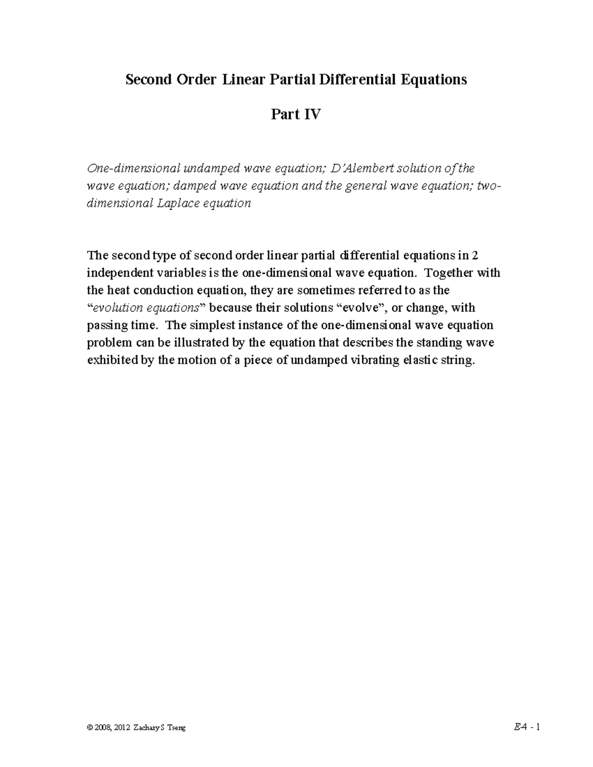 Notes-PDE pt4 - partial deferential - Second Order Linear Partial ...