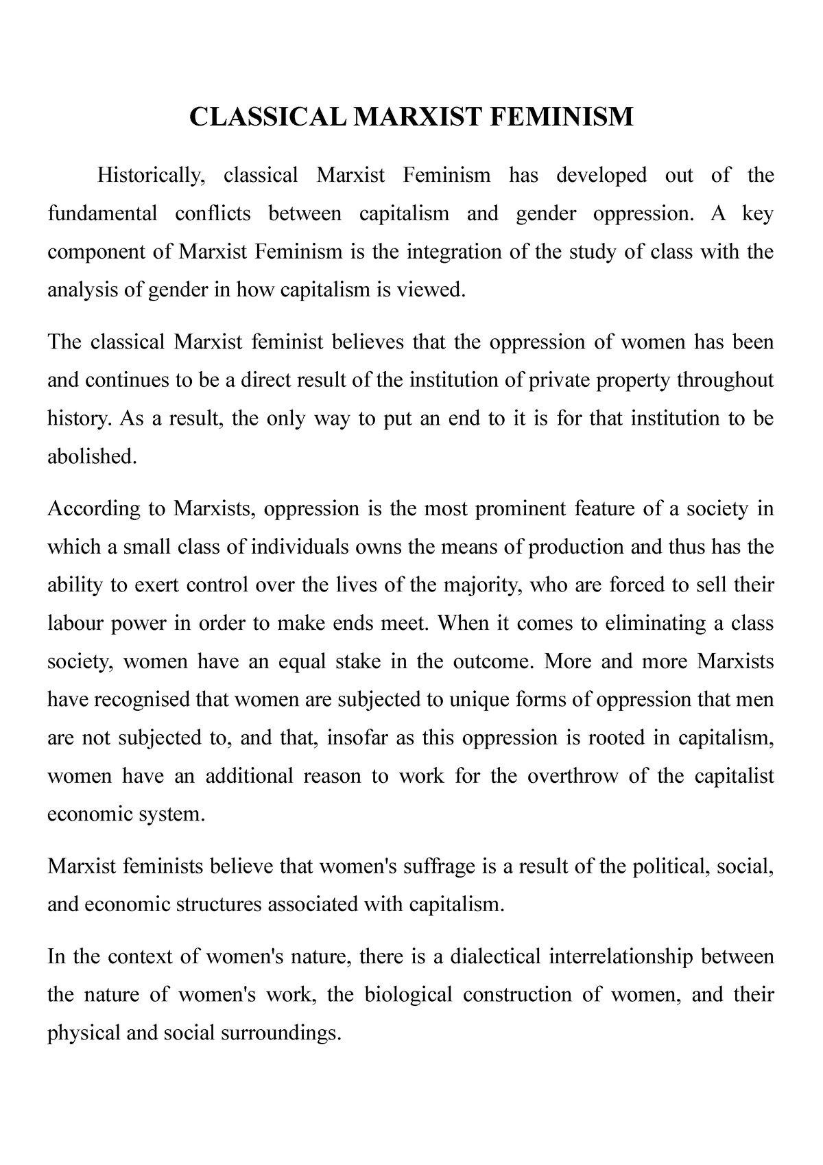 essays on marxist feminism