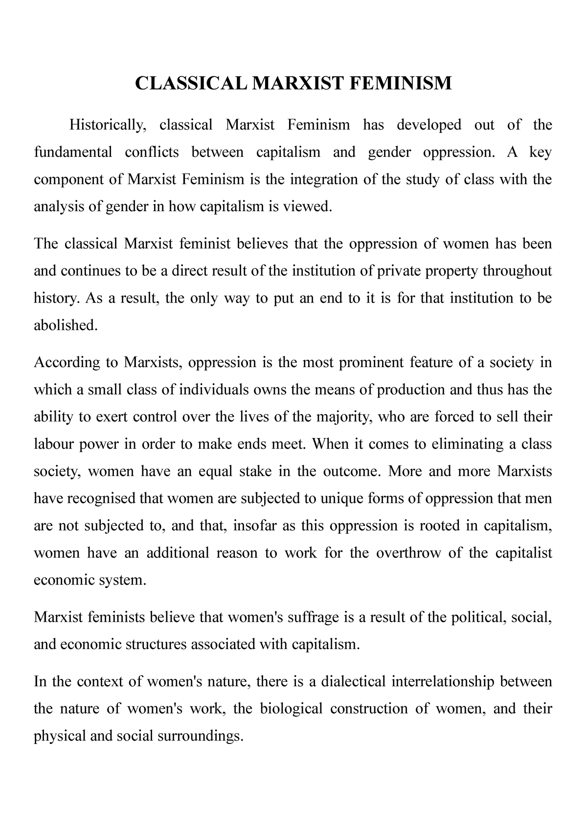 marxist feminism essays