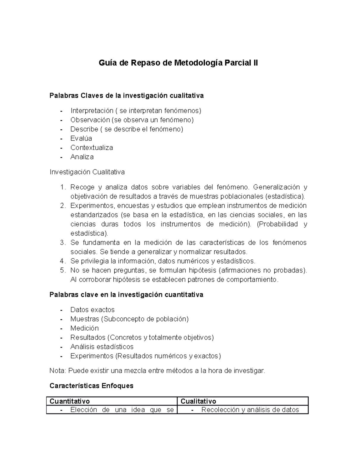 Gu A De Repaso De Metodolog A De La Investigaci N Gu A De Repaso De Metodolog A Parcial Ii