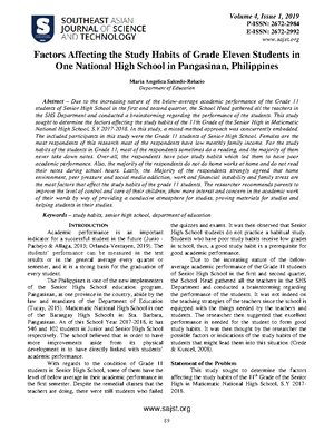 An Analysis of the Factors Affecting the Spending and Saving Habi ...