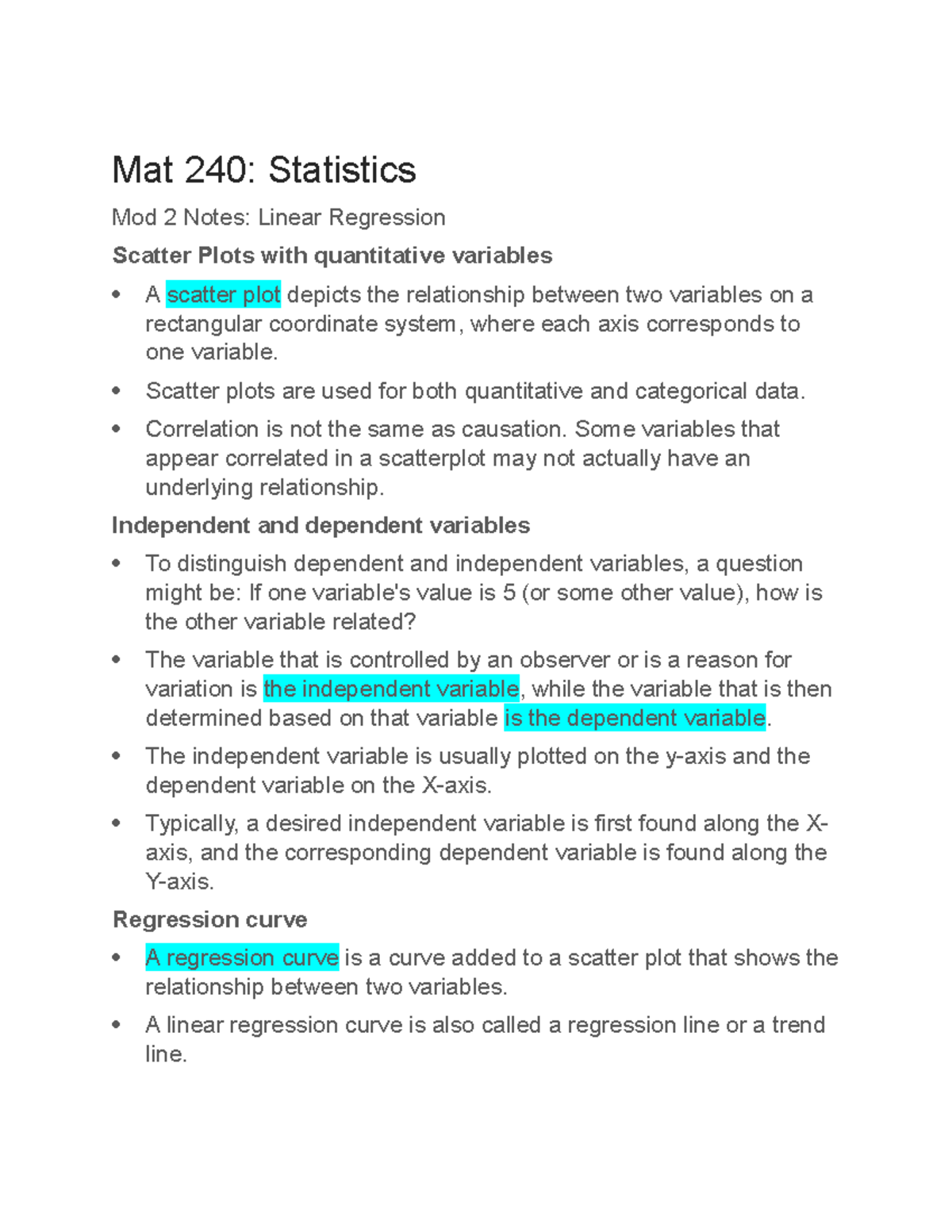 Applied Statistics Module Two Notes. - Mat 240: Statistics Mod 2 Notes ...