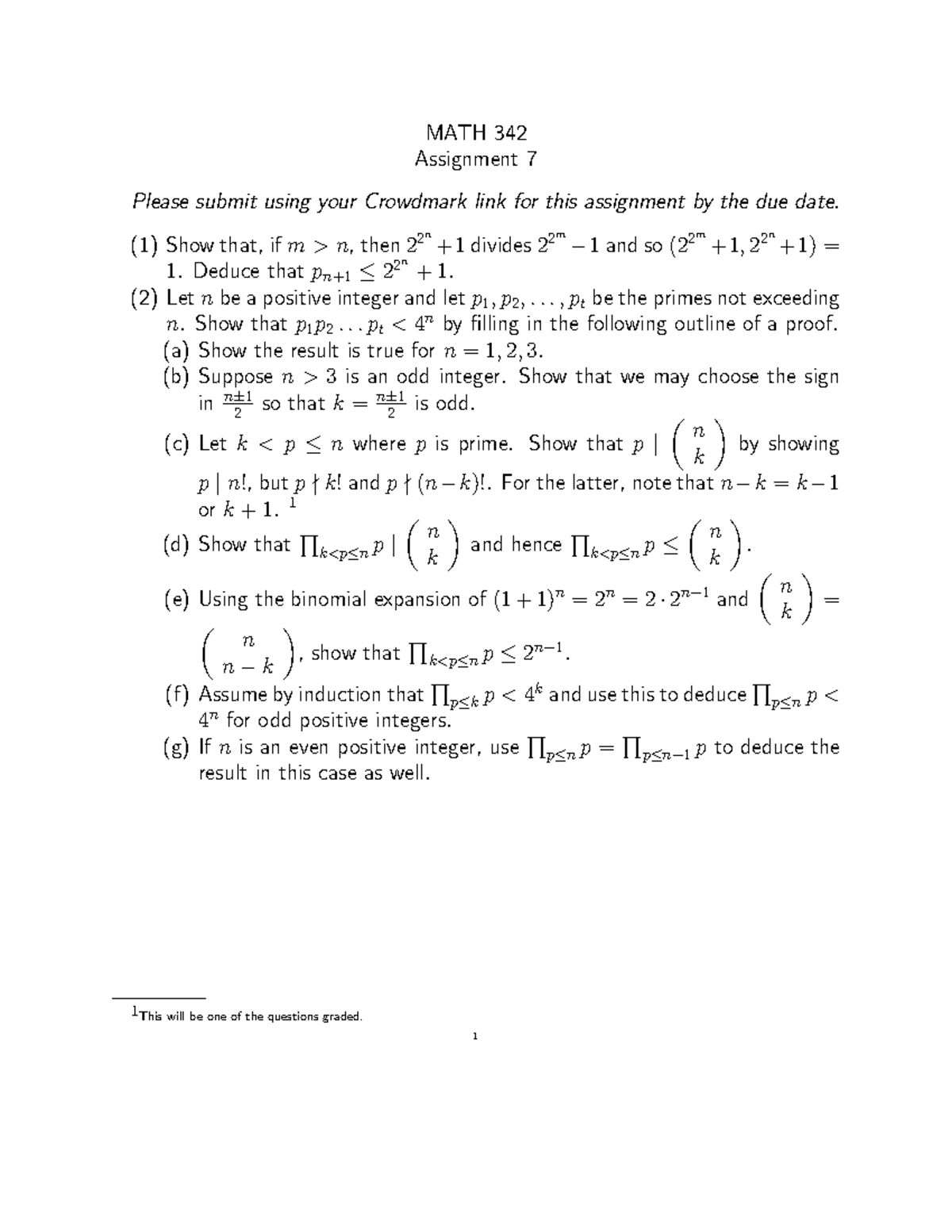 Assig 7 - wwwww - MATH 342 Assignment 7 Please submit using your ...