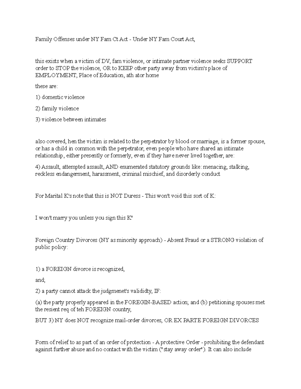 Note 43 marriage law Family Offenses under NY Fam Ct Act Under NY