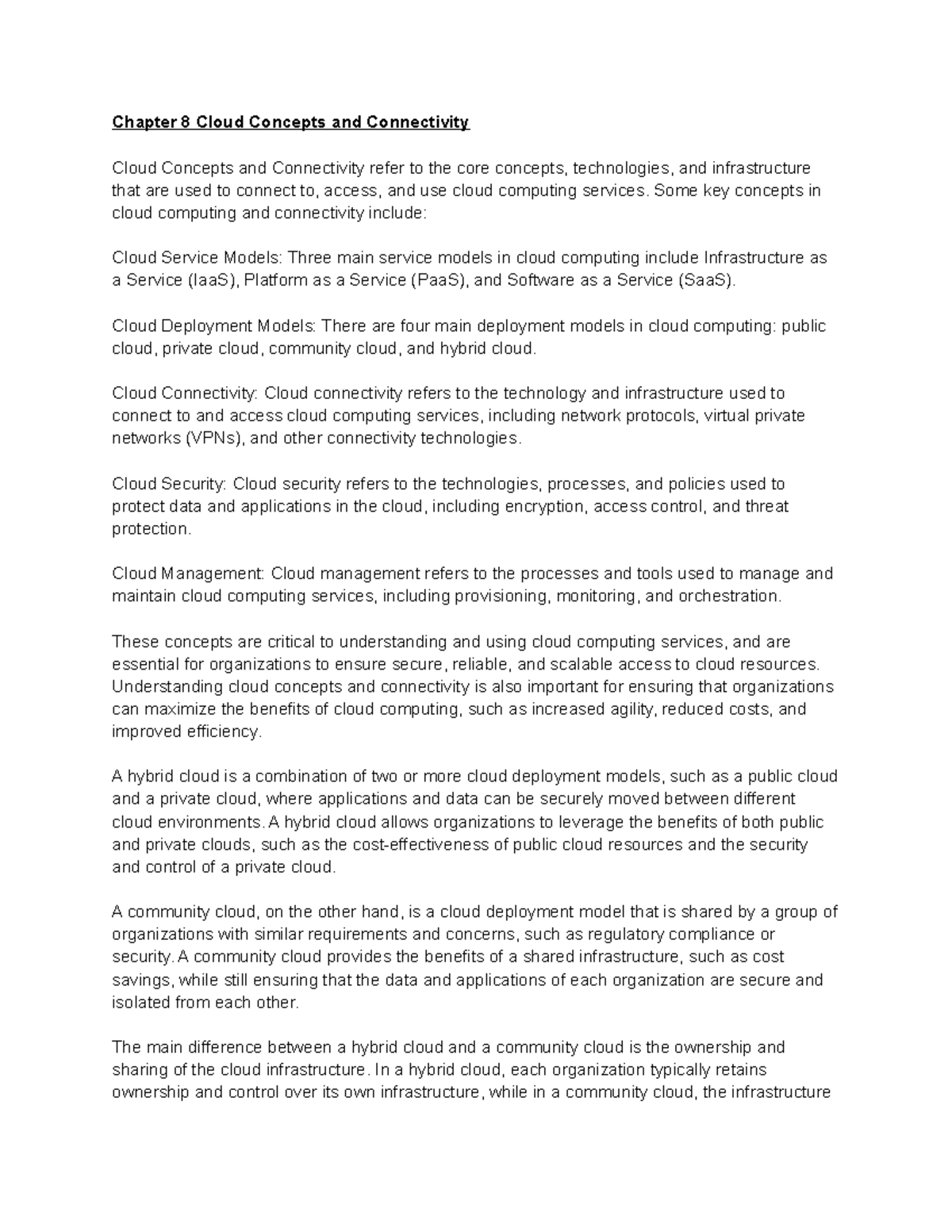 Chapter 8 Cloud Concepts and Connectivity - Chapter 8 Cloud Concepts ...