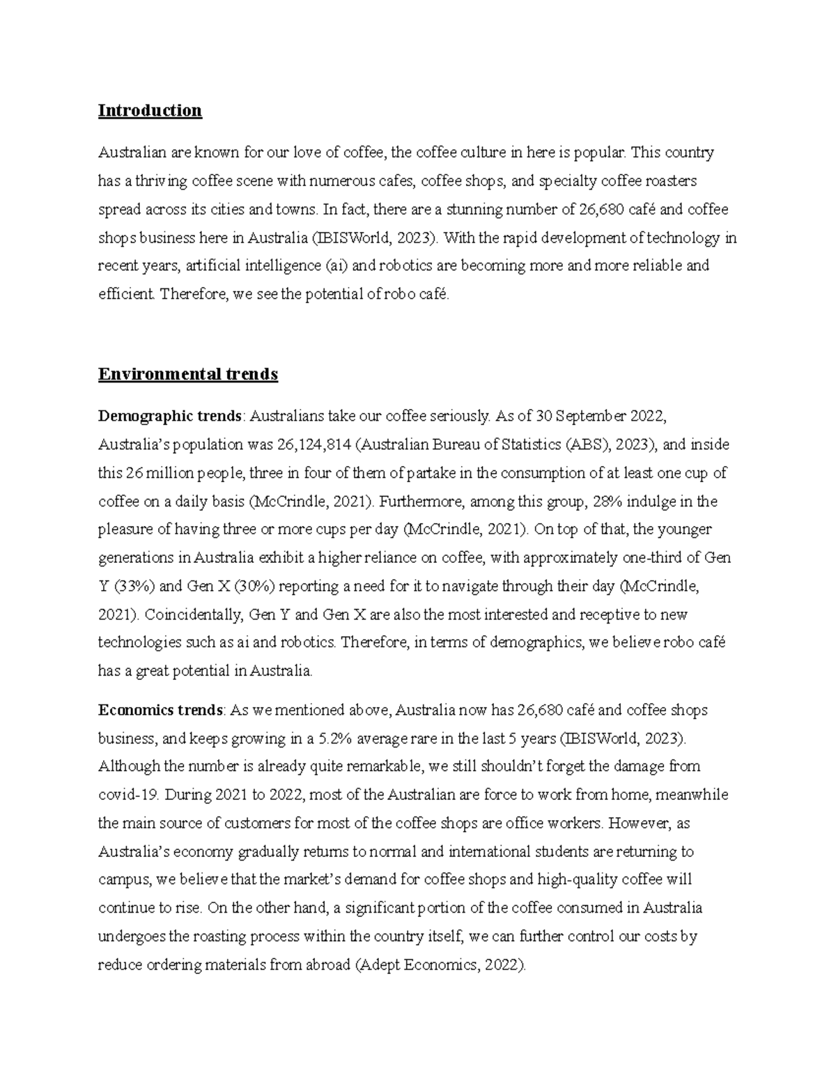 Environmental Scan Australia coffee market Introduction Australian