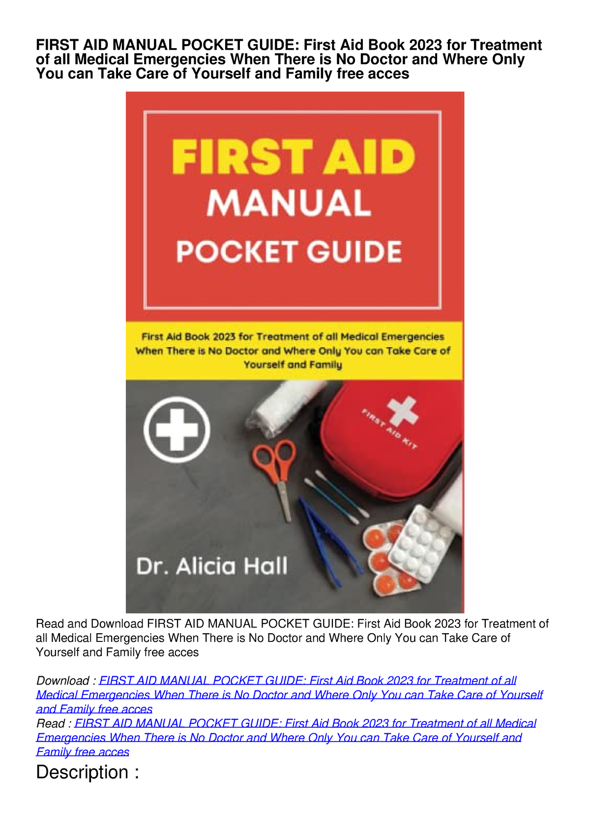 EBOOK FIRST AID MANUAL POCKET GUIDE: First Aid Book 2023 for Treatment ...