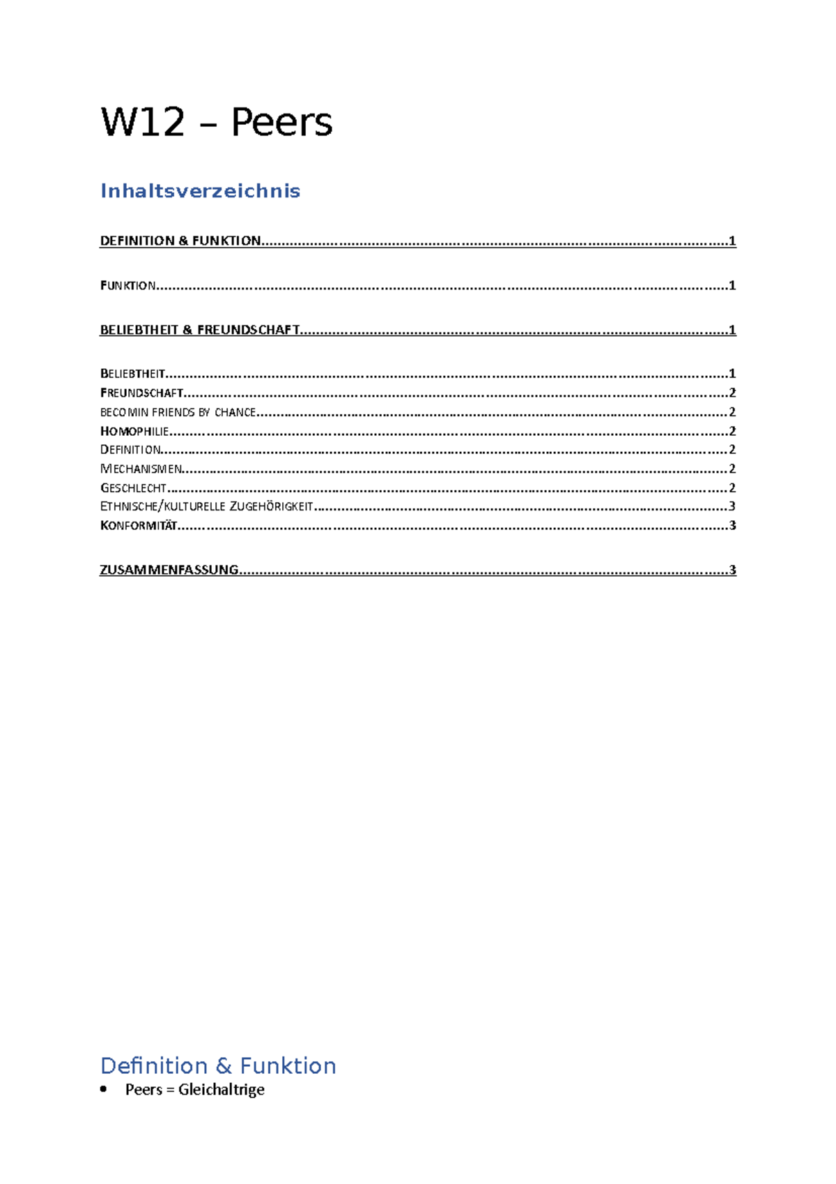 W12 Peers Wintersemester 21/22 W12 Peers Definition & Funktion