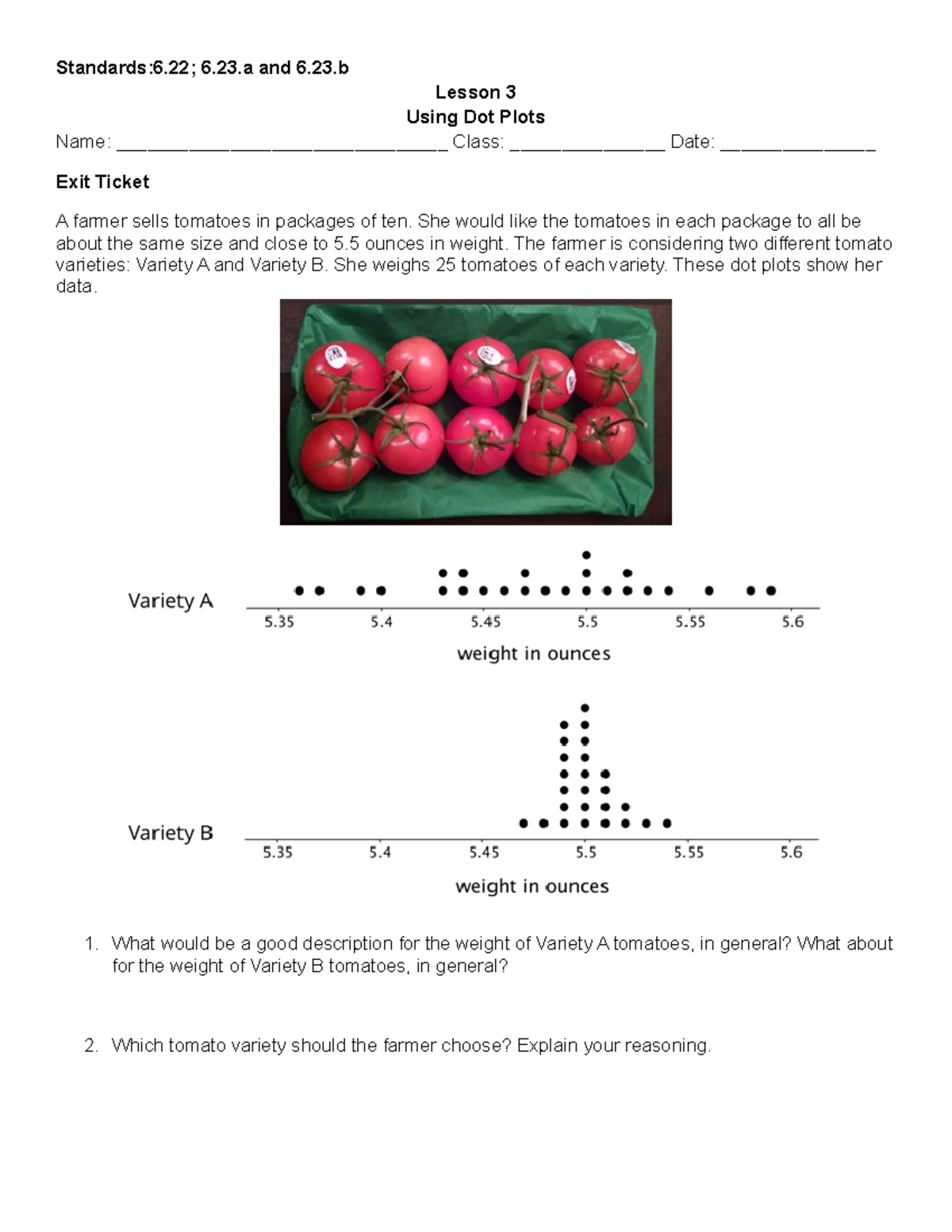 Lesson+3+Exit+Ticket+(student+copy) - Standards:6; 6.23 and 6.23 Lesson ...