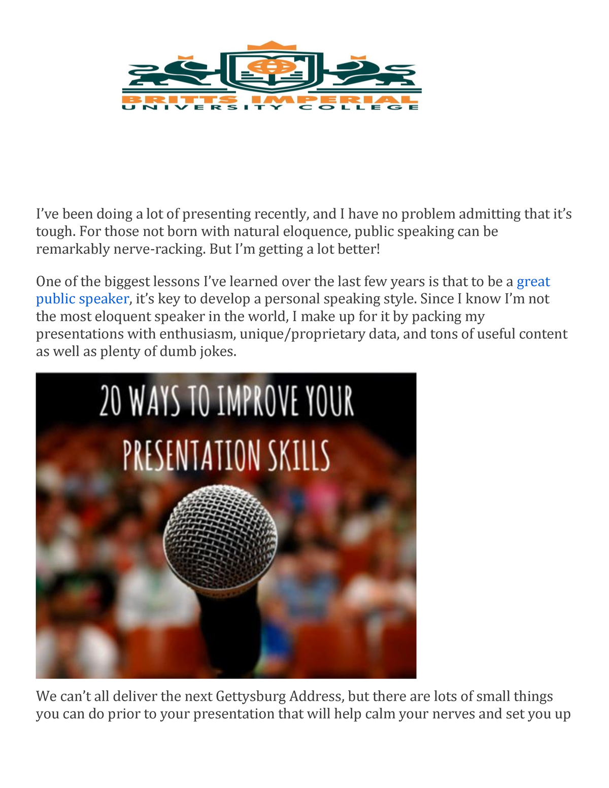 20 ways to improve your presentation skills