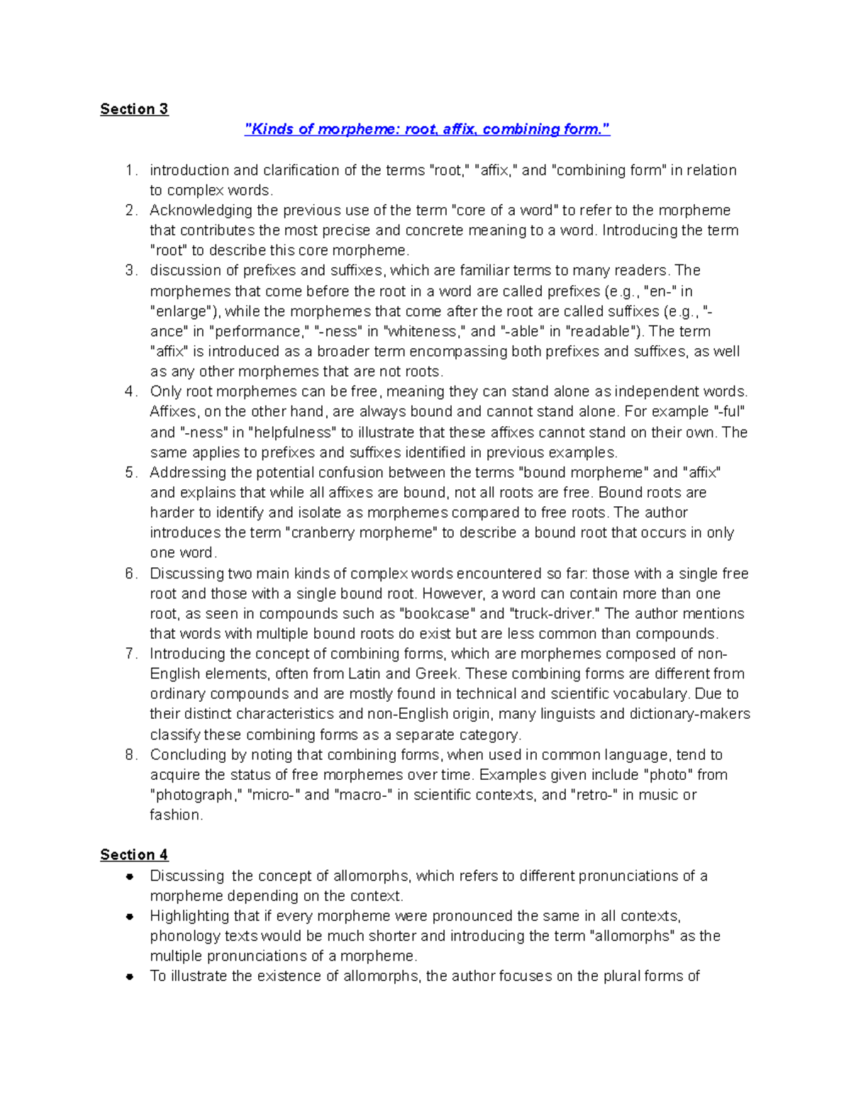 Section 3 - Introduction to English Morphology - Section 3 