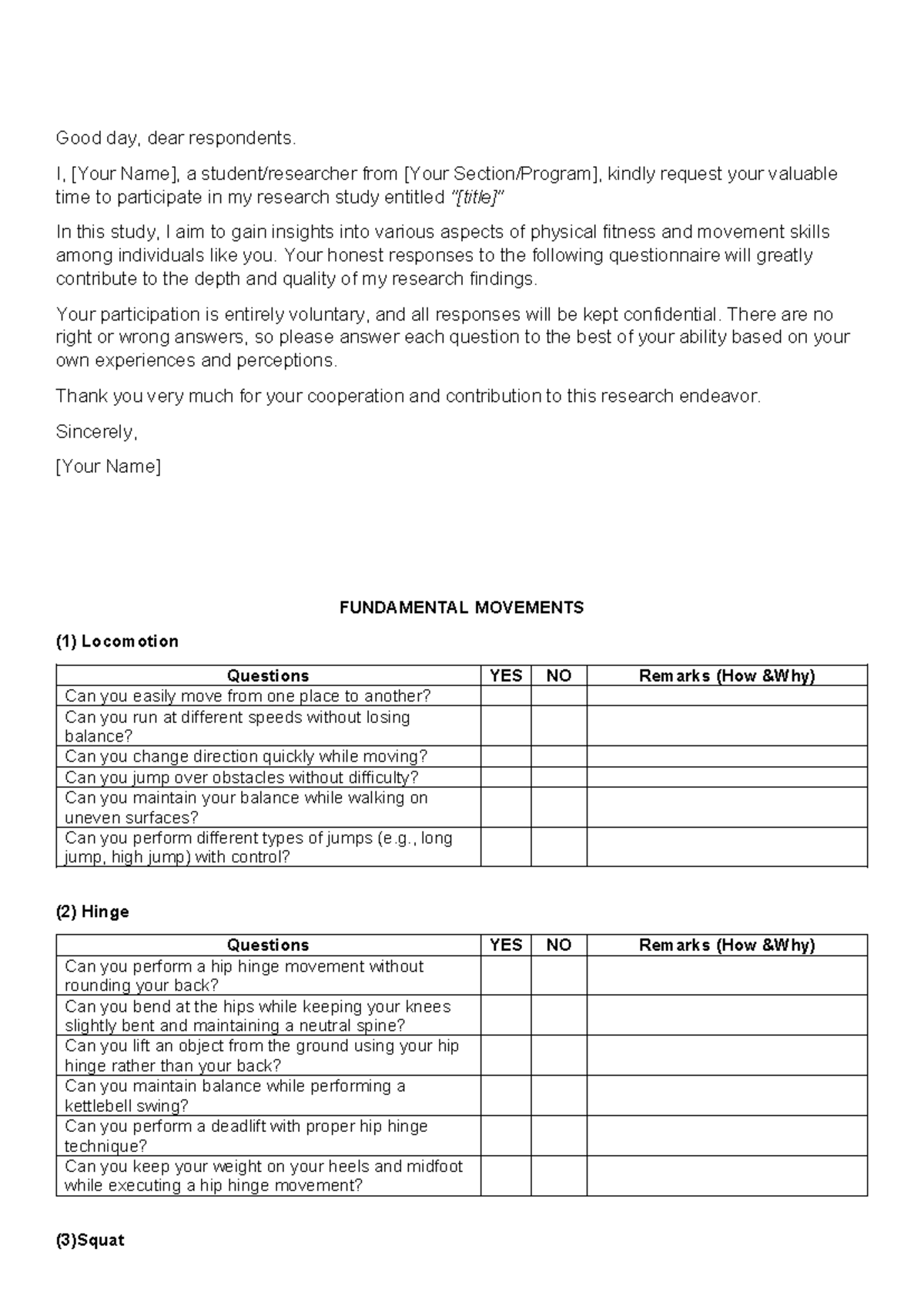 Meca Adiz Questionnaire - Good day, dear respondents. I, [Your Name], a ...