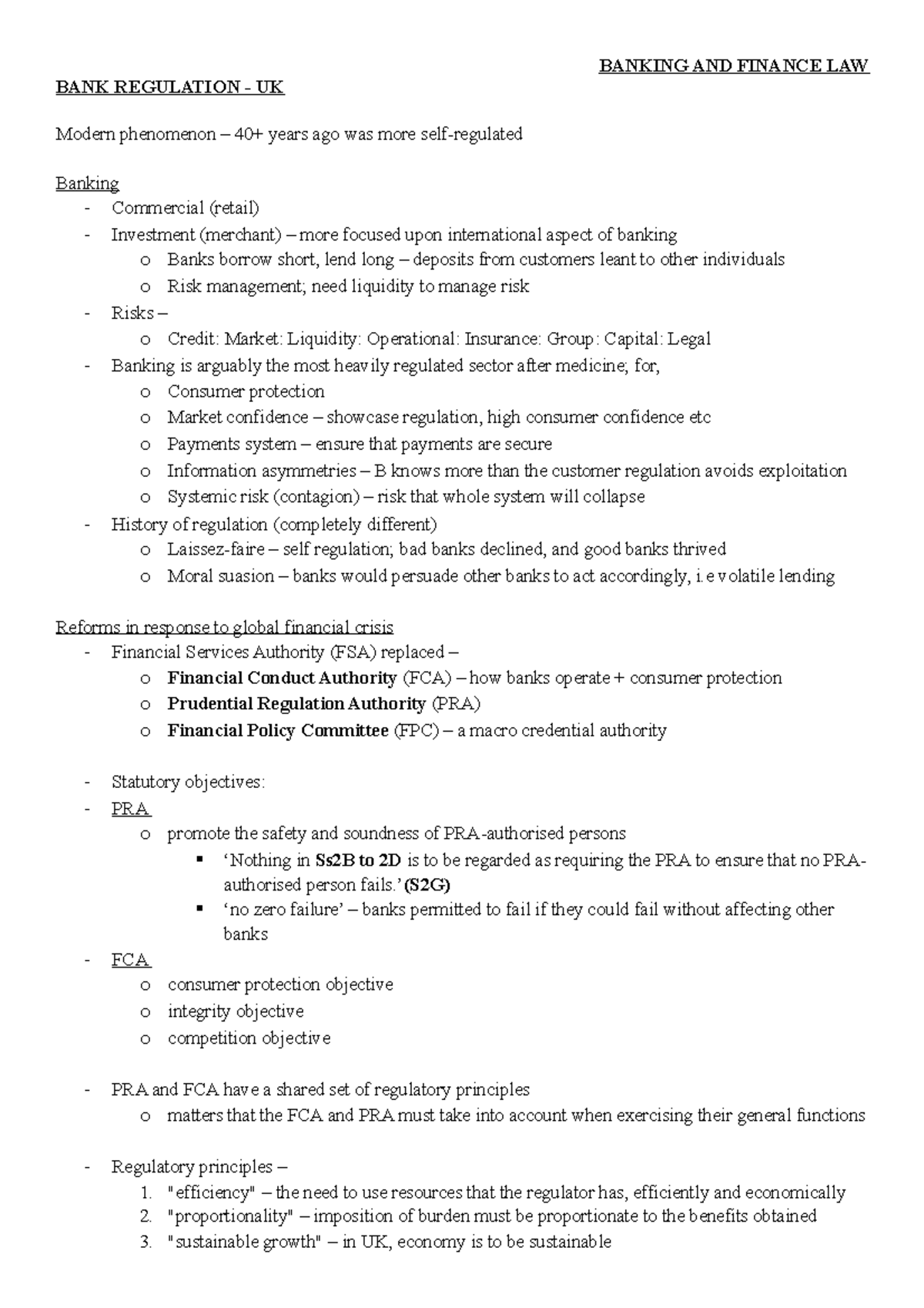 BANK Regulation BANK REGULATION UK Modern phenomenon 40+ years