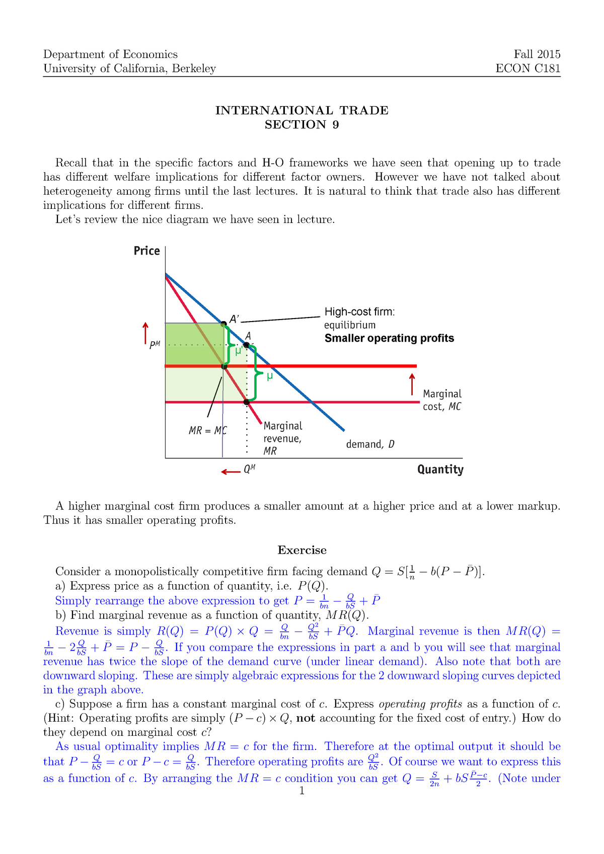 ECON181Section 9Solutions - Department Of Economics University Of ...