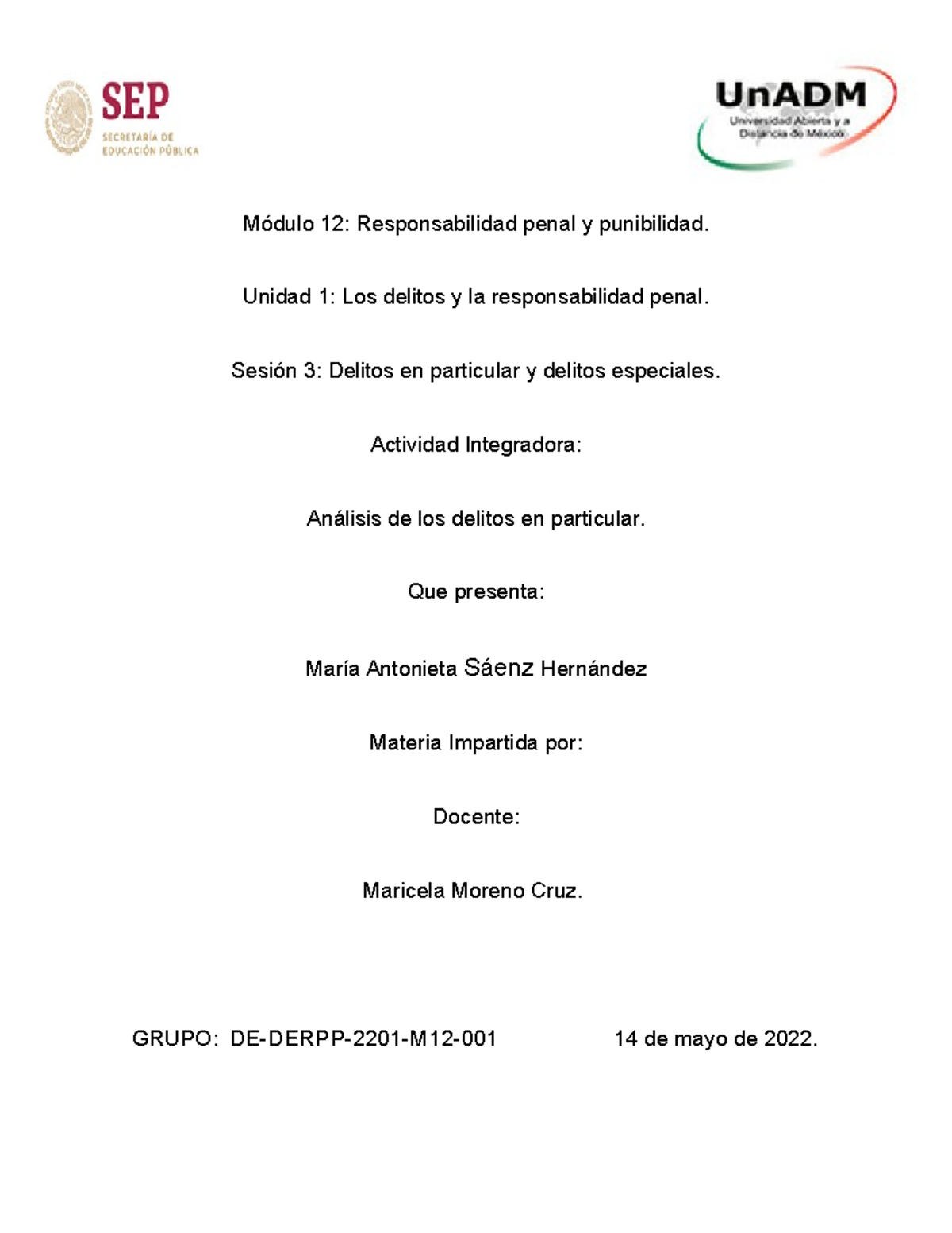 M12 U1 S3 MASH - Módulo 12: Responsabilidad penal y punibilidad. Unidad ...