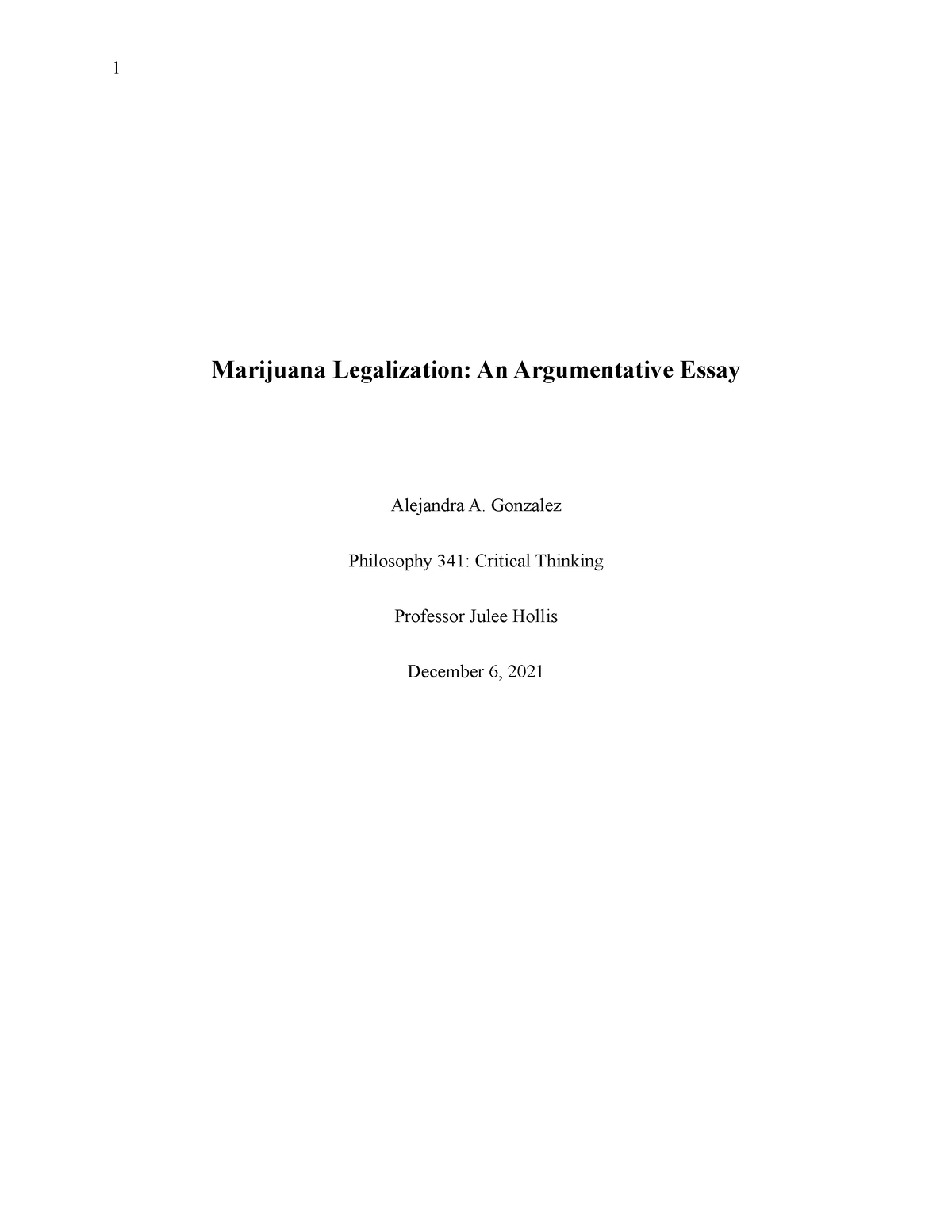 argumentative essay on legalizing weed