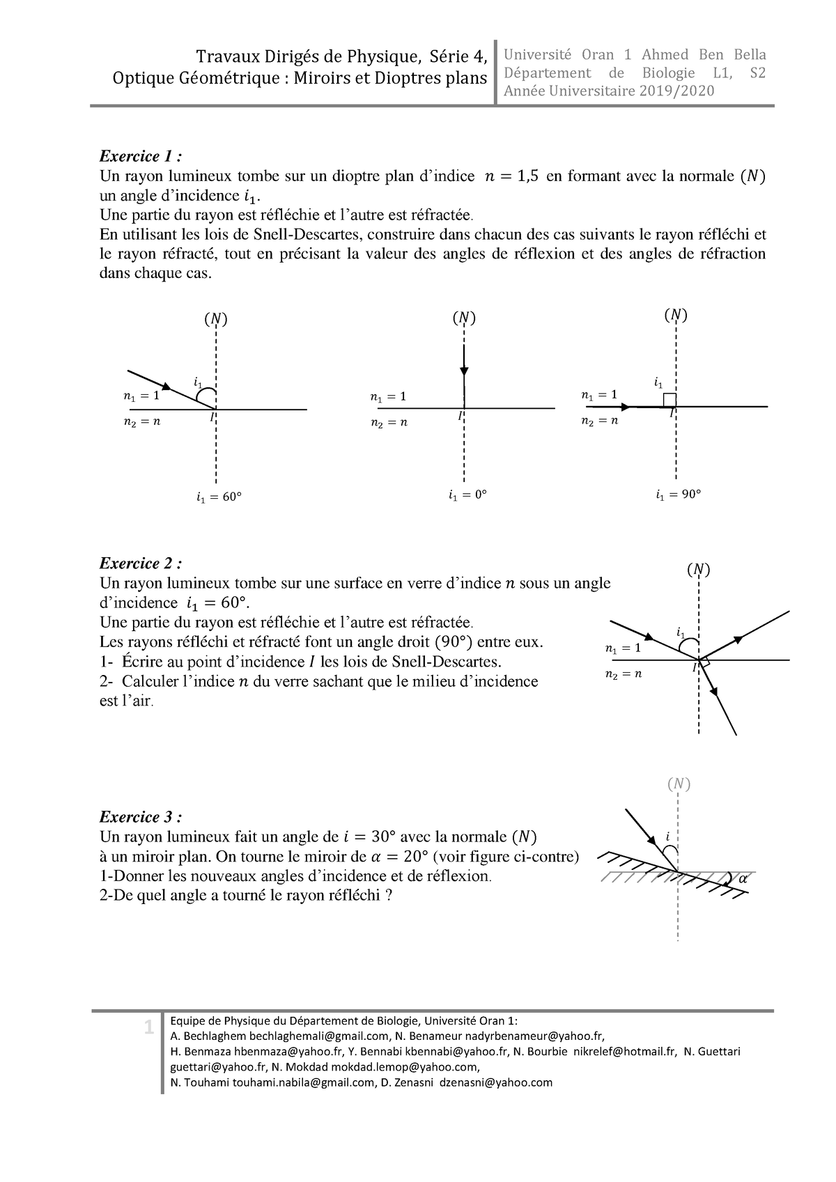 Serie 4 Optique - Travaux Dirigés De Physique, Série 4, Optique ...