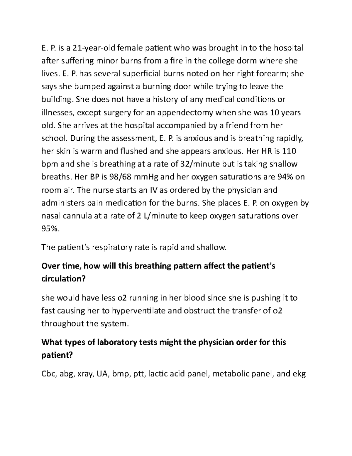 Assessment and Management of a Patient with Burns and Smoke Inhalation ...